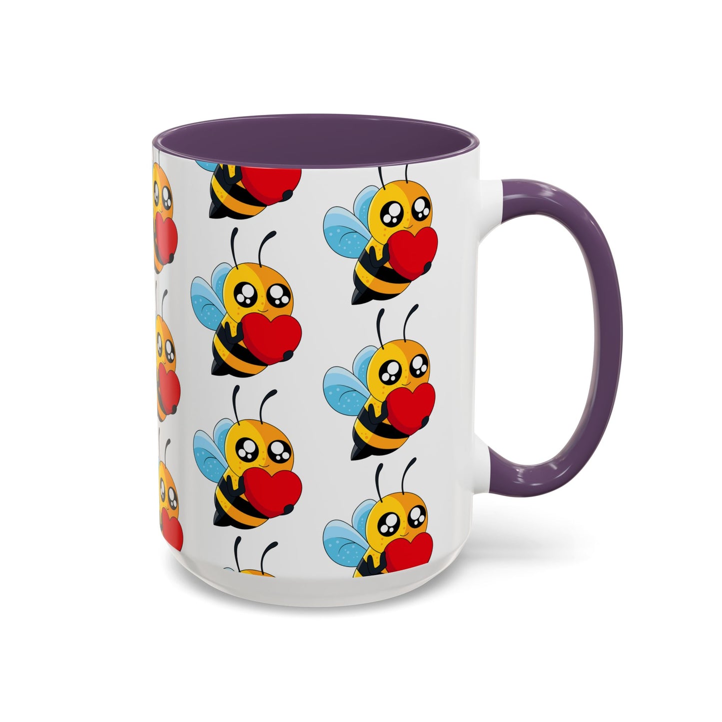Cute Bee Love Accent Coffee Mug,  Cute Floral Mug, Cheerful Bee Design