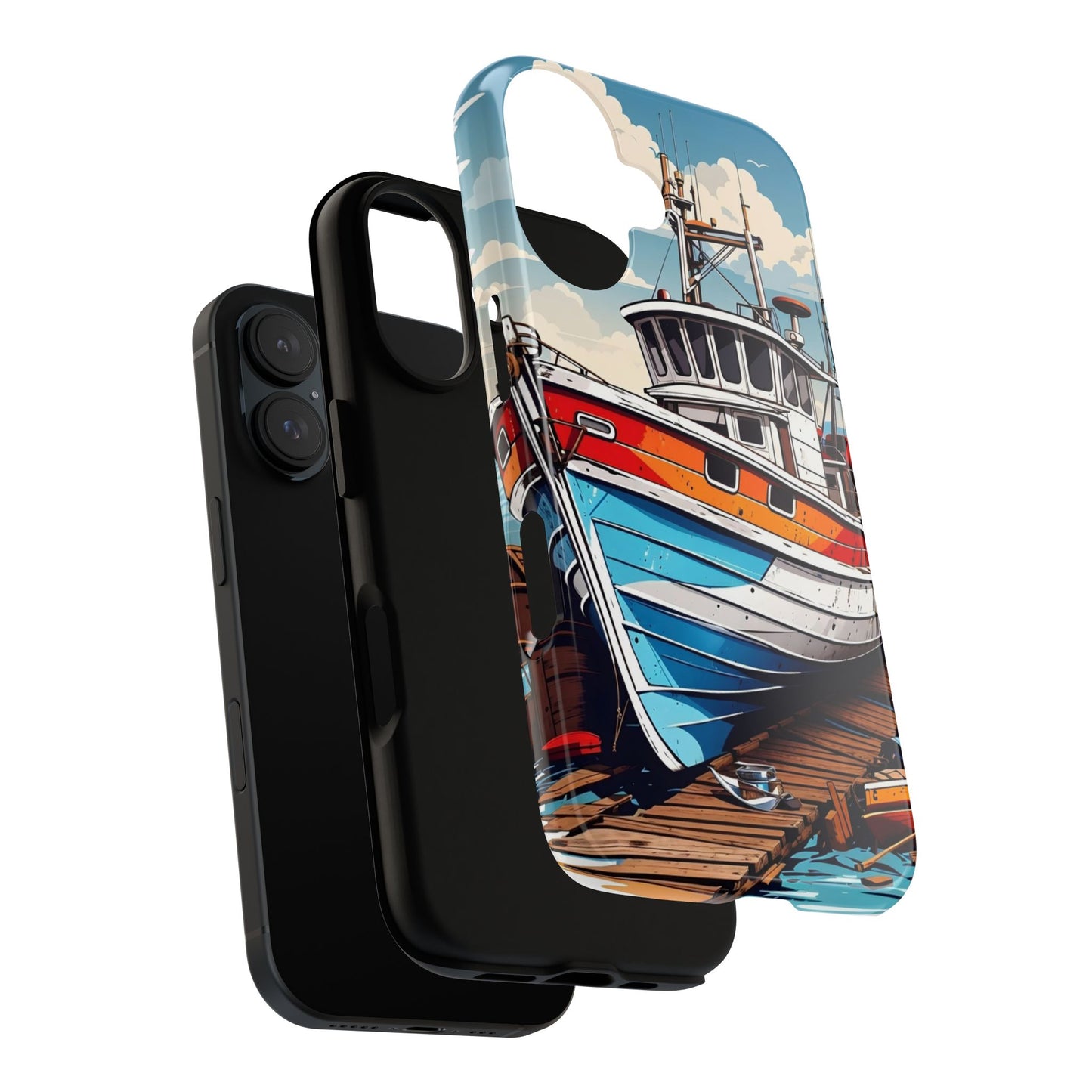 Colorful Fishing Boat Phone Case | Nautical Gift, Marine Design, Coastal Aesthetic, Summer Vibes, Sea Lover's Accessory