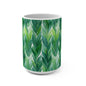 Green Leaf Pattern Mug - Nature Lover Gift, Eco-Friendly Drinkware, Plant Decor, Tea & Coffee Cup, Home Office Essential