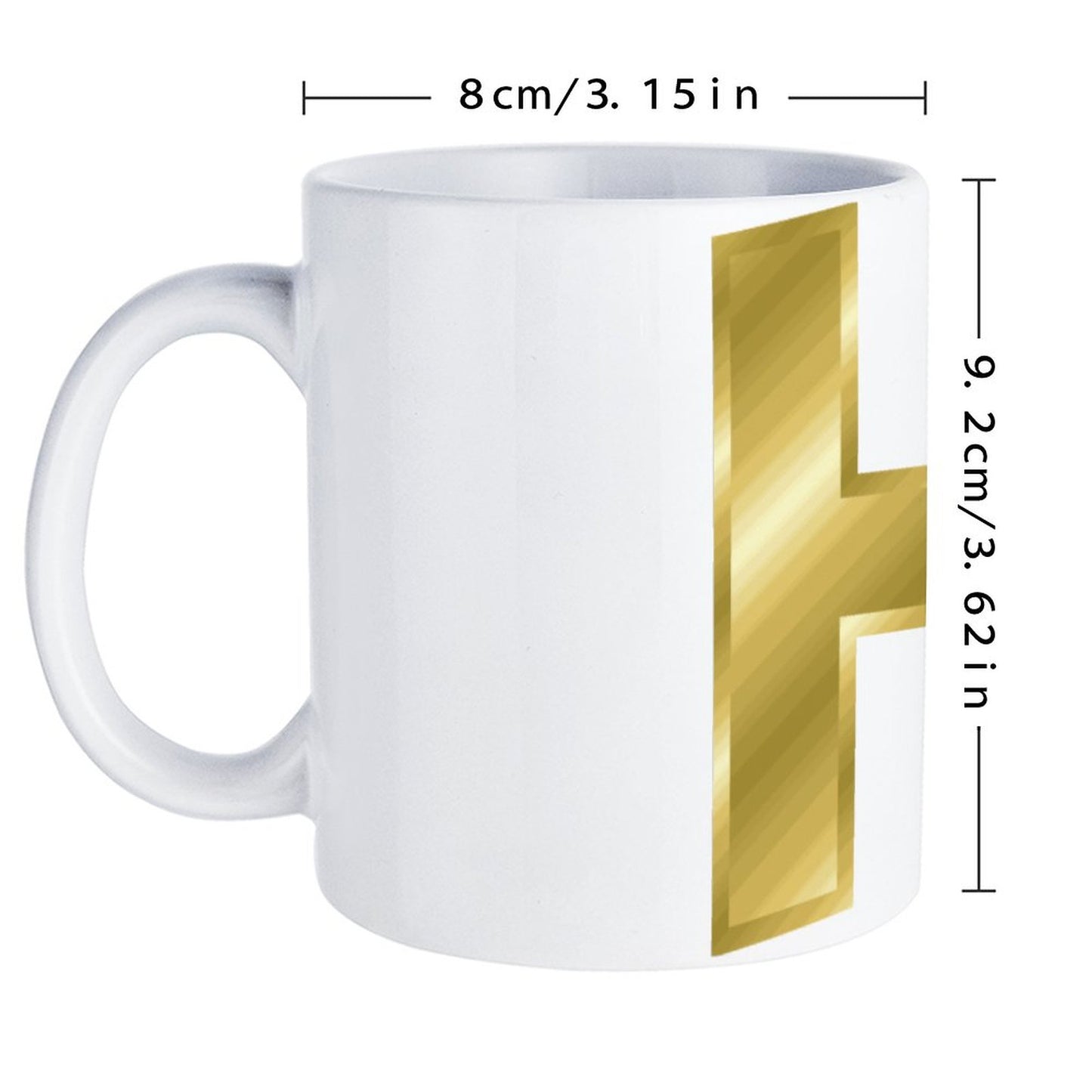 14oz White Ceramic Mug with Handle - Letter H