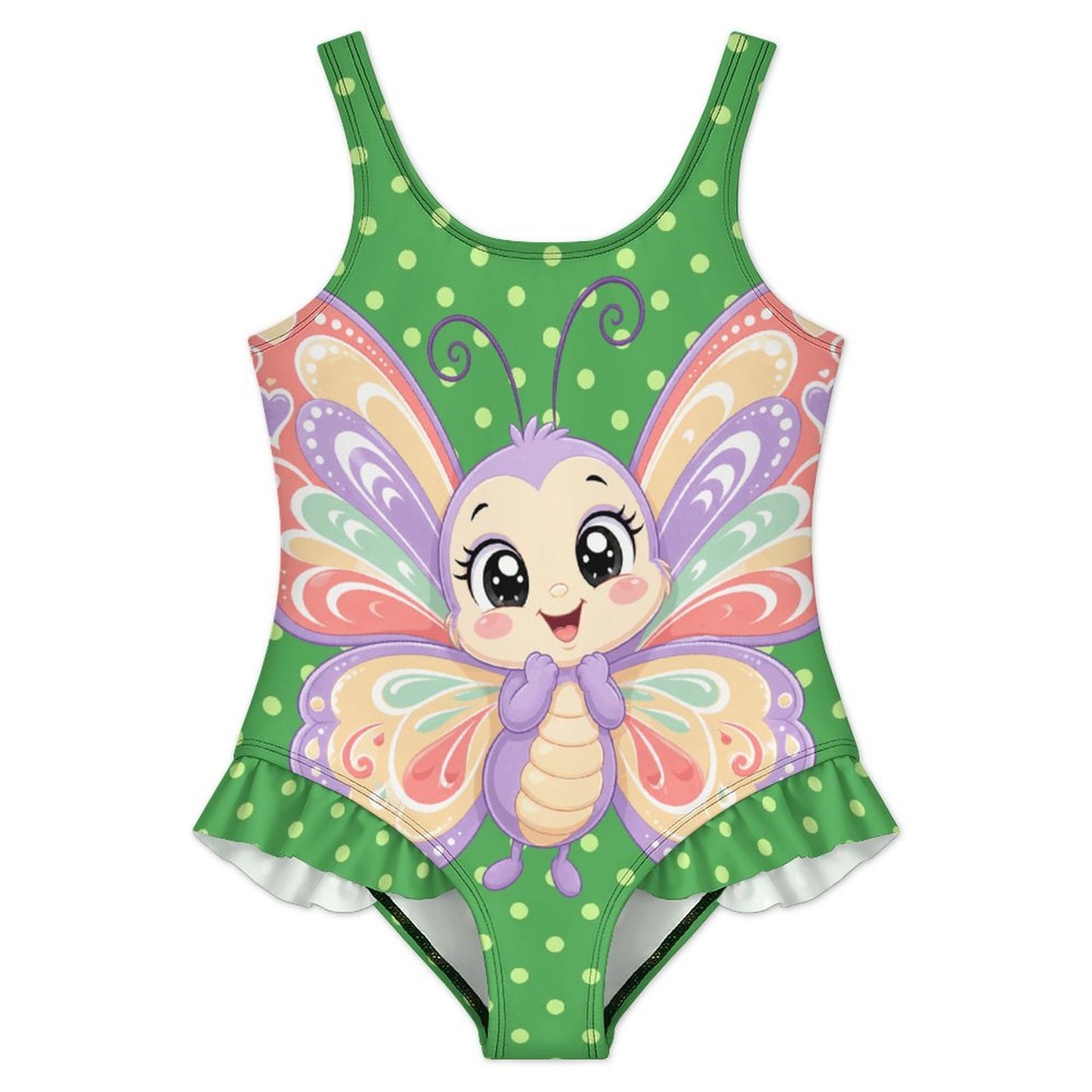 Girls Ruffle Trim One Piece Swimwear
