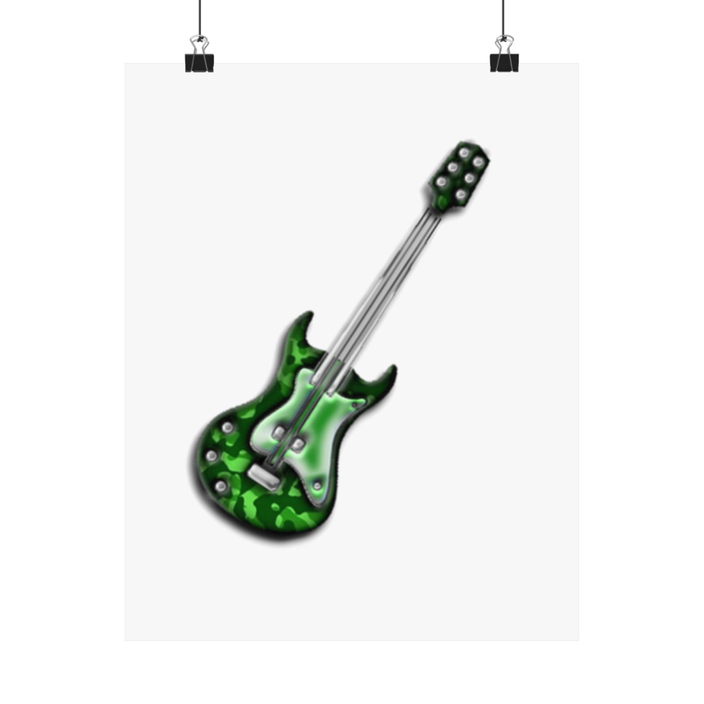 Guitar Art Poster - Rock Music Decor, Green Guitar Wall Art, Musician Gift, Home Office Decor, Music Lover Gift