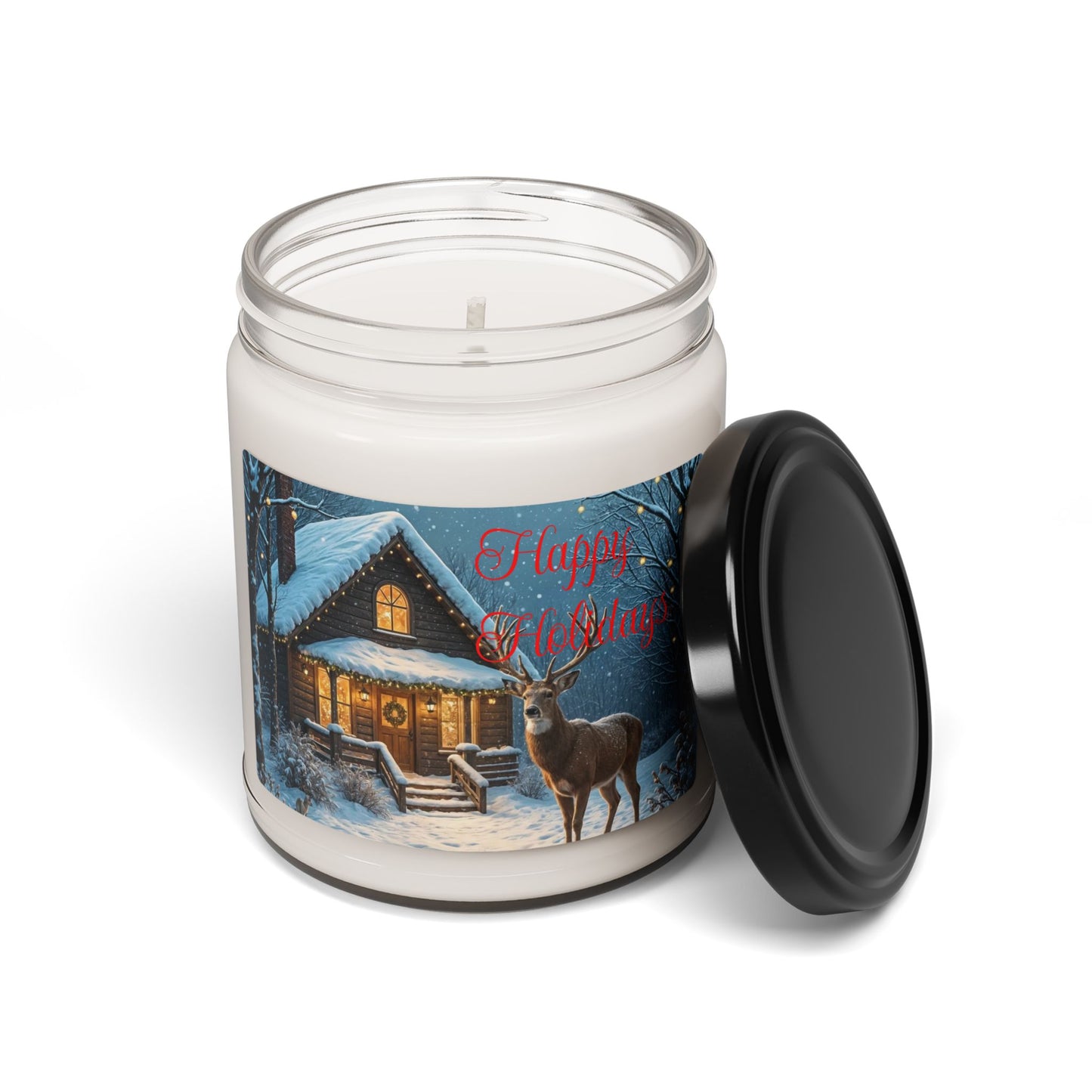 Christmas Cabin Soy Candle — 9oz Scented Holiday Jar ("Happy Christmas")