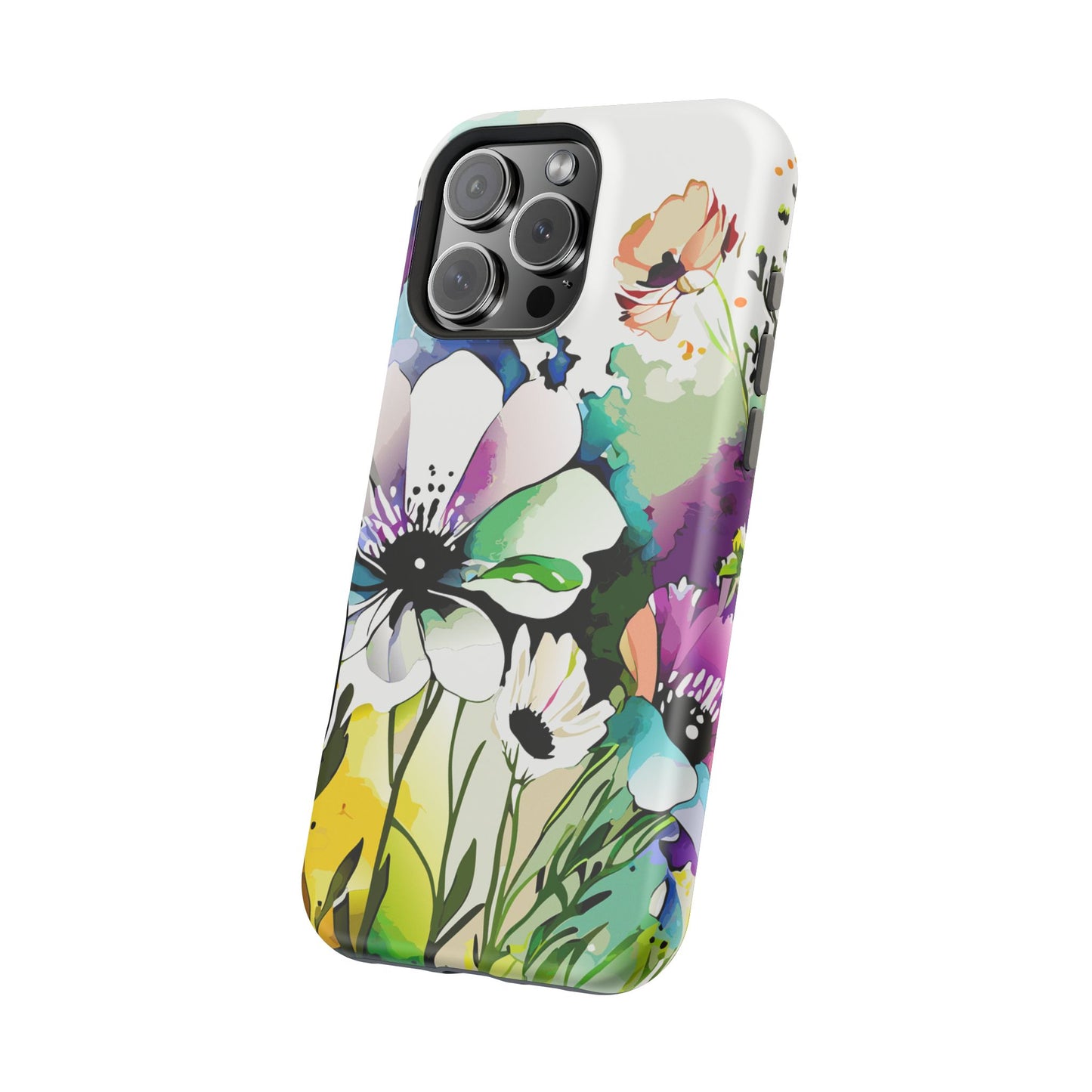 Floral Watercolor Magnetic Phone Case — Impact‑Resistant Protective Cover