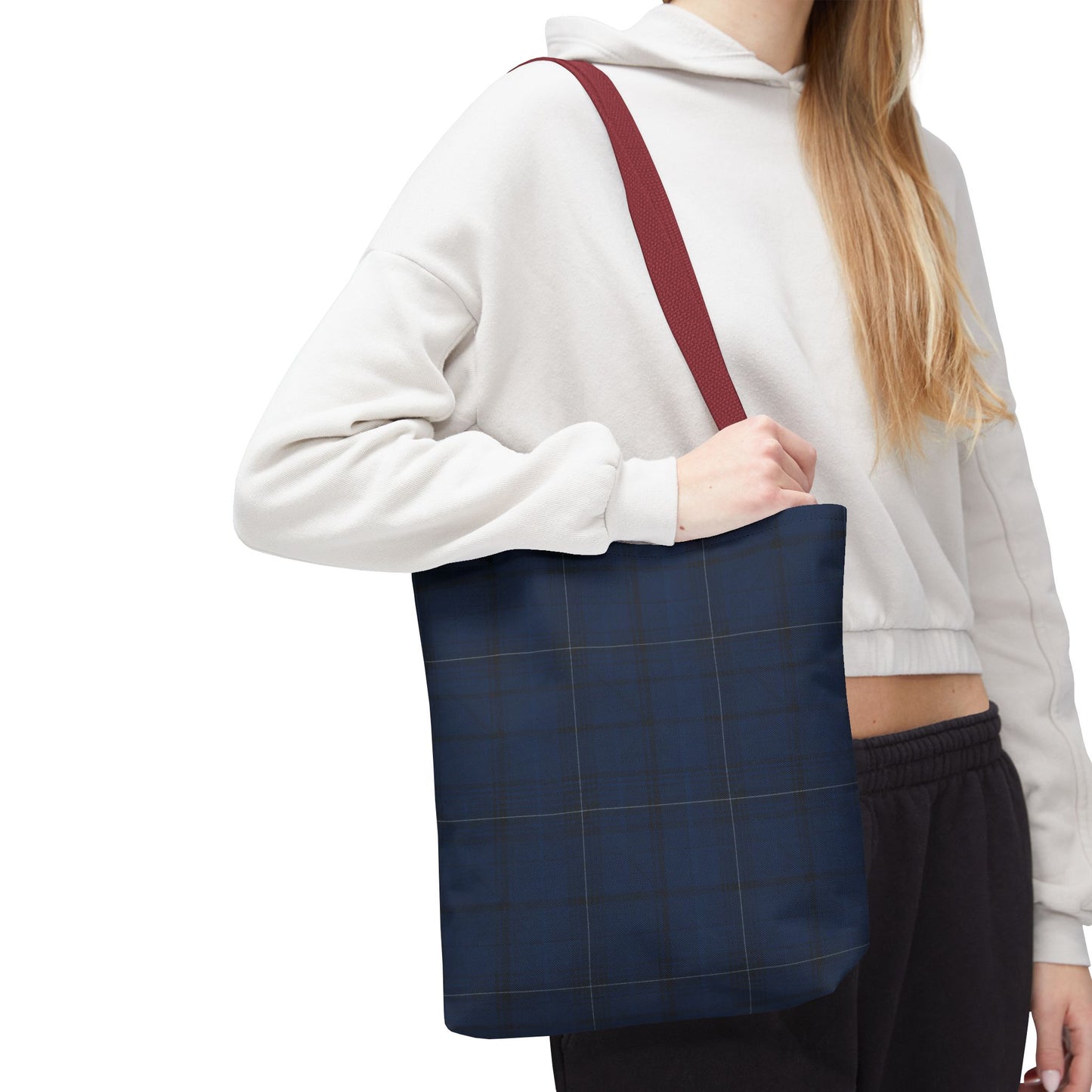 Navy Tartan Tote Bag – Classic Plaid All-Over Print Tote