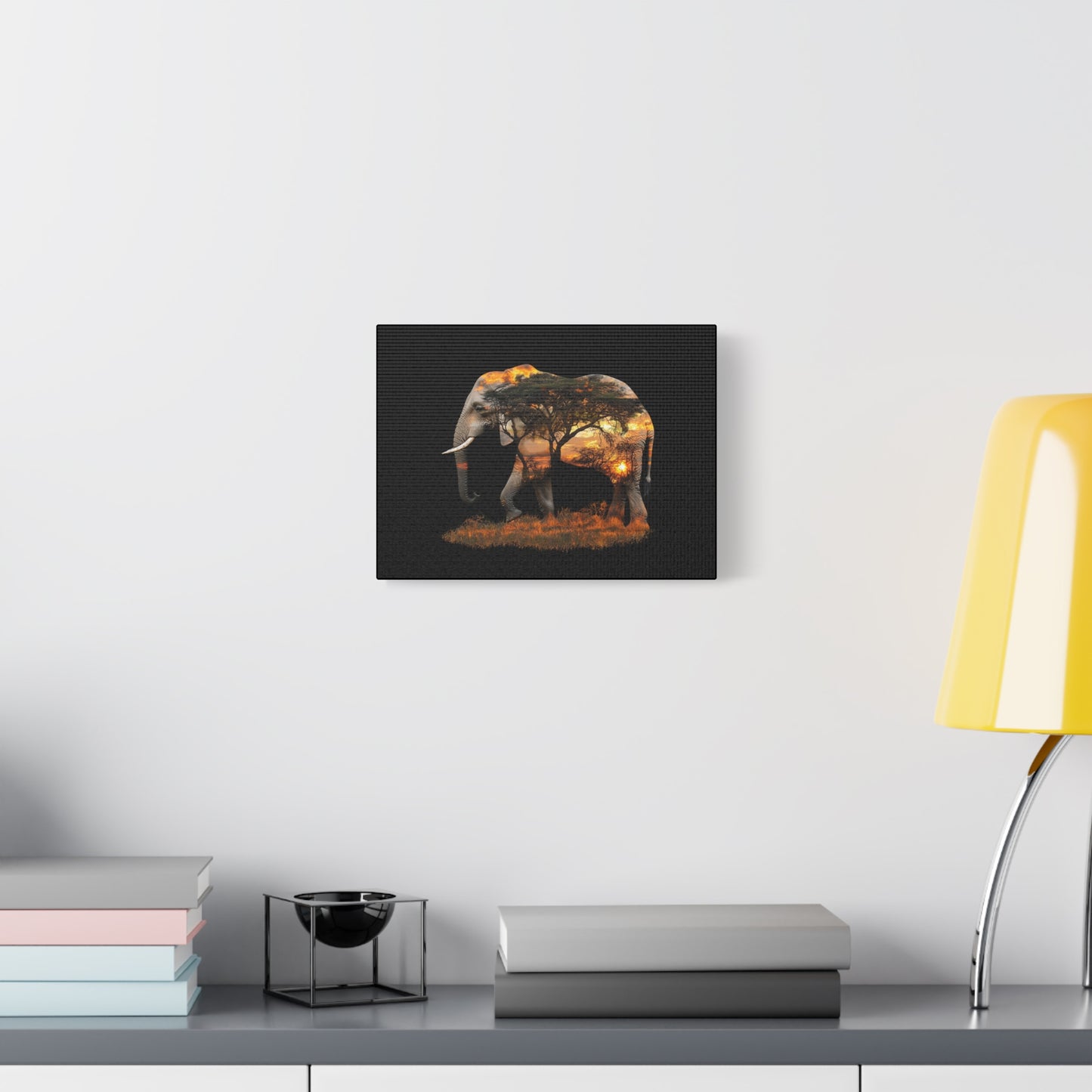Elephant Tree Matte Canvas Art, Nature Wall Decor, Wildlife Home Decoration, Gift for Animal Lovers, Boho Living Room Accent