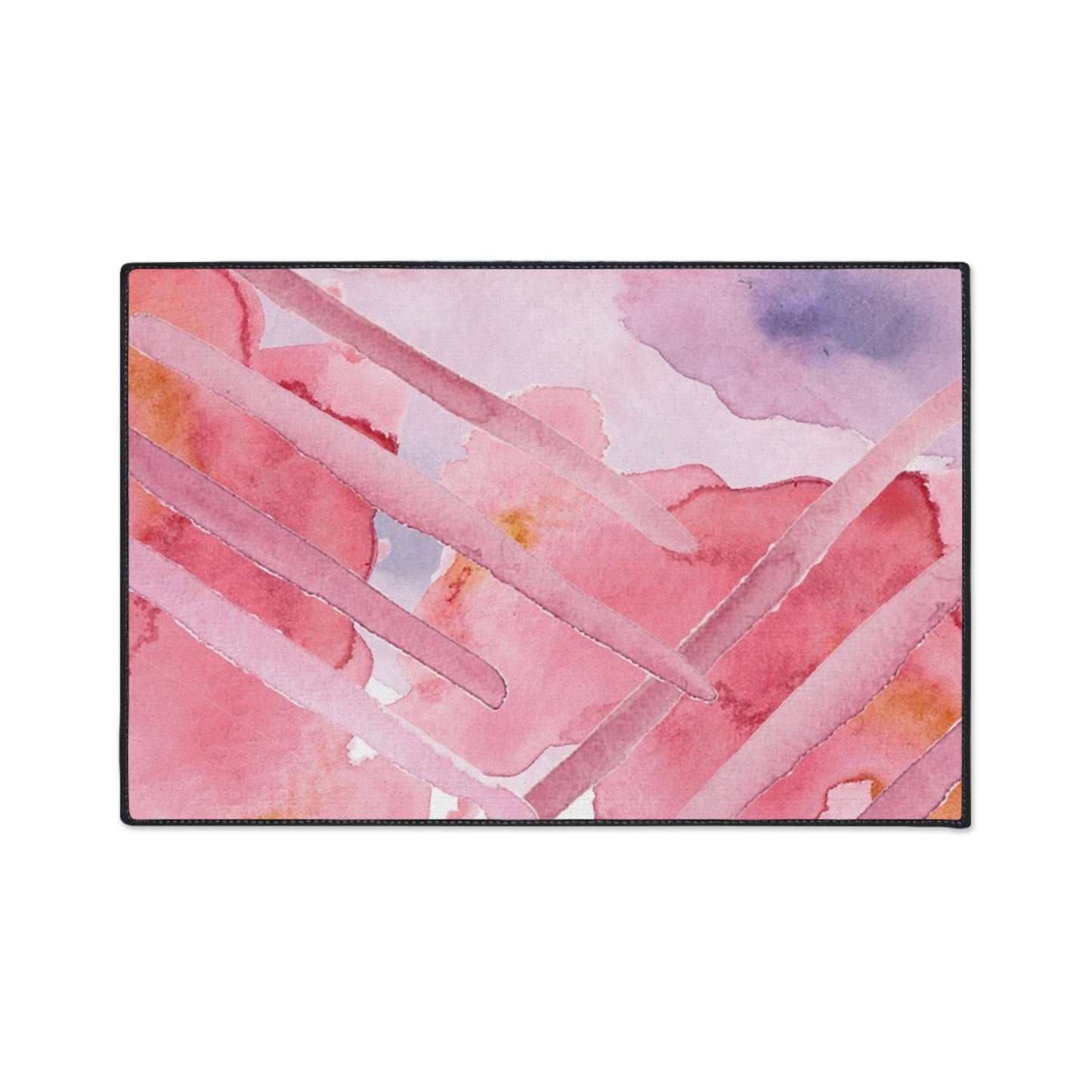 Pink Watercolor Abstract Heavy-Duty Floor Mat — Slip-Resistant Entry & Kitchen Rug
