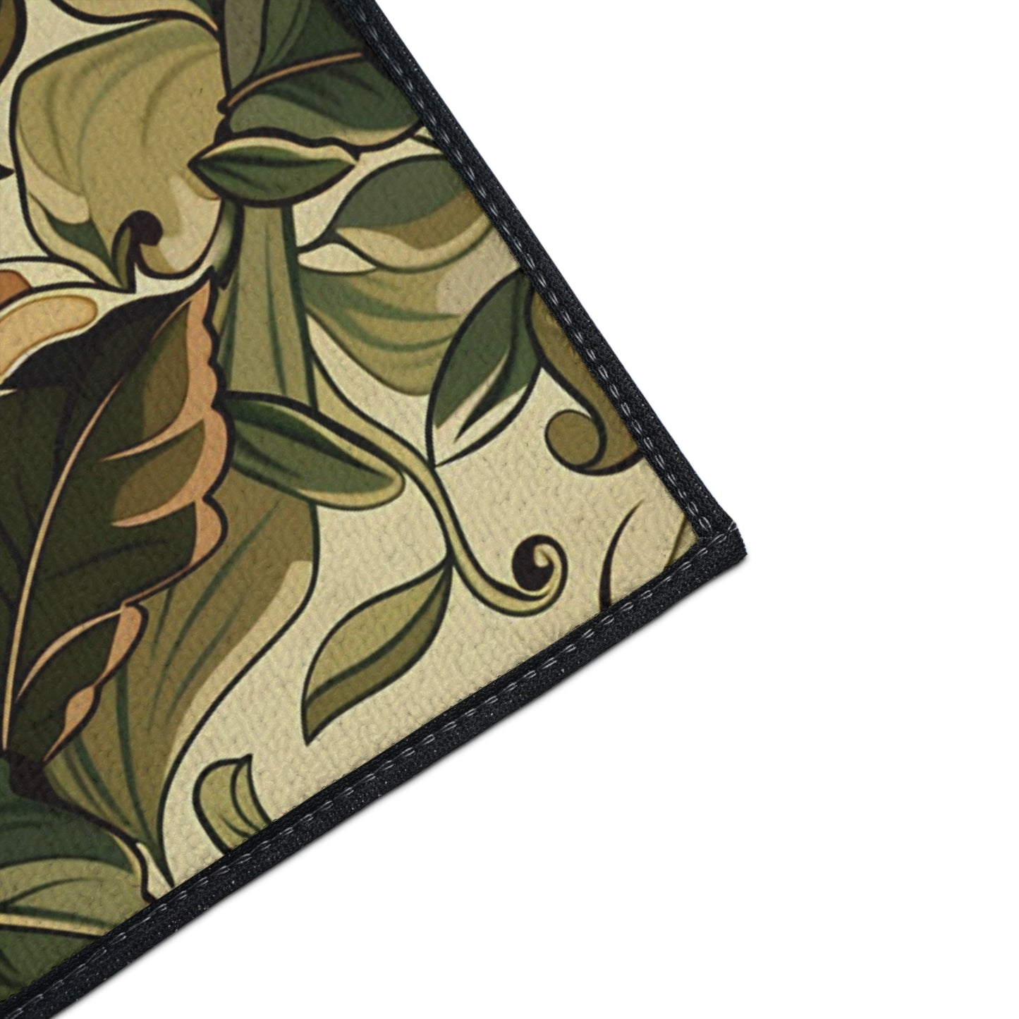 Floral Vine Heavy-Duty Floor Mat — Vintage Botanical Entrance Rug
