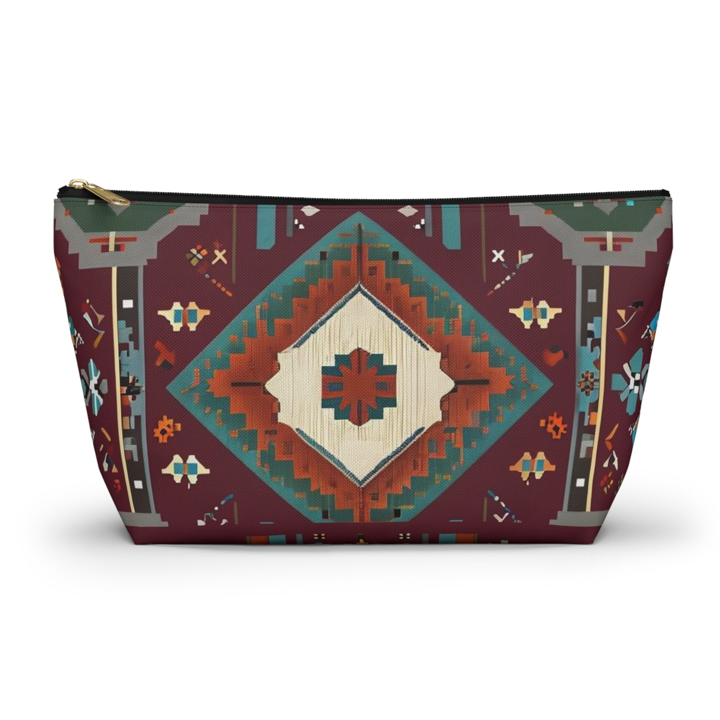 Bohemian Accessory Pouch, Vibrant Tribal Design