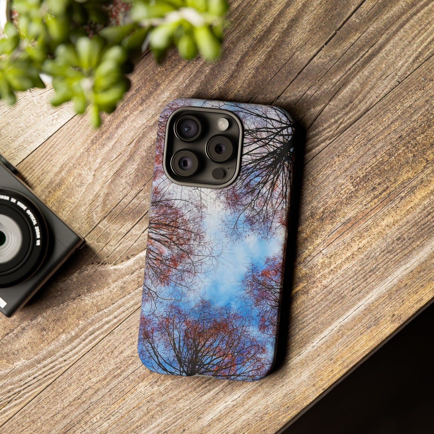 Skyward Trees Phone Case — Nature Forest Canopy Protective Tough Case