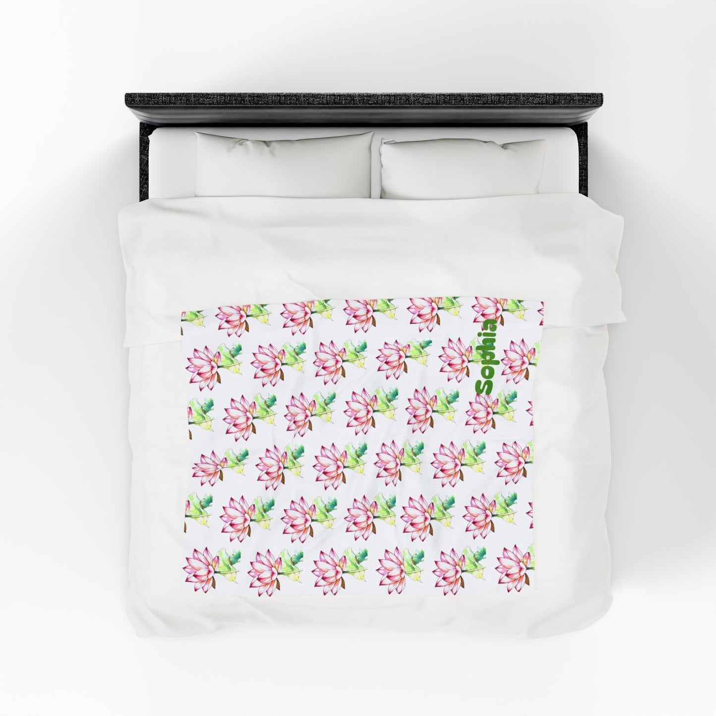 Personalized Floral Velveteen Blanket - Sofia
