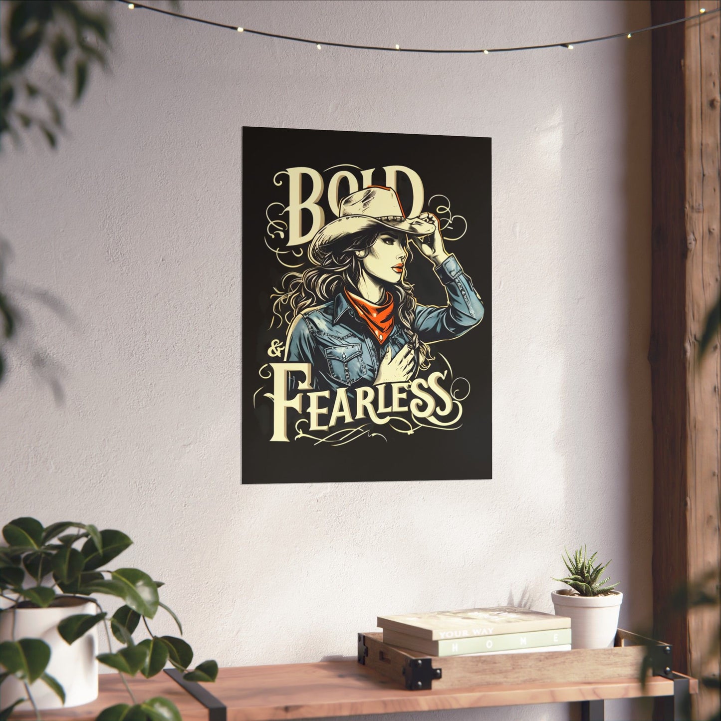 Bold & Fearless Cowboy Woman Poster — Matte Vertical Wall Art