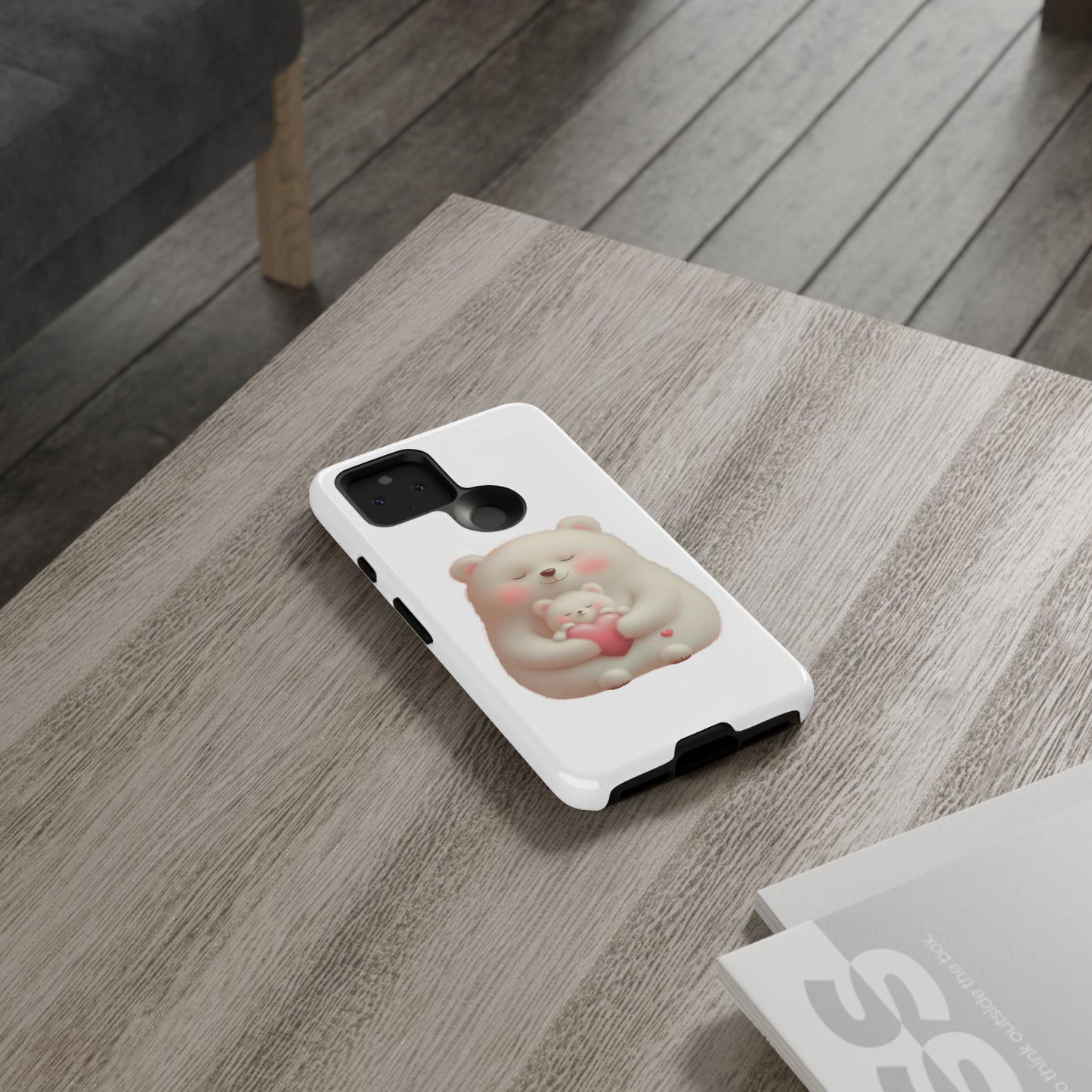 Cute Bear Phone Case, Tough Cases, Animal Lover Gift, Kids Accessories, Mother’s Day, Heartwarming Design