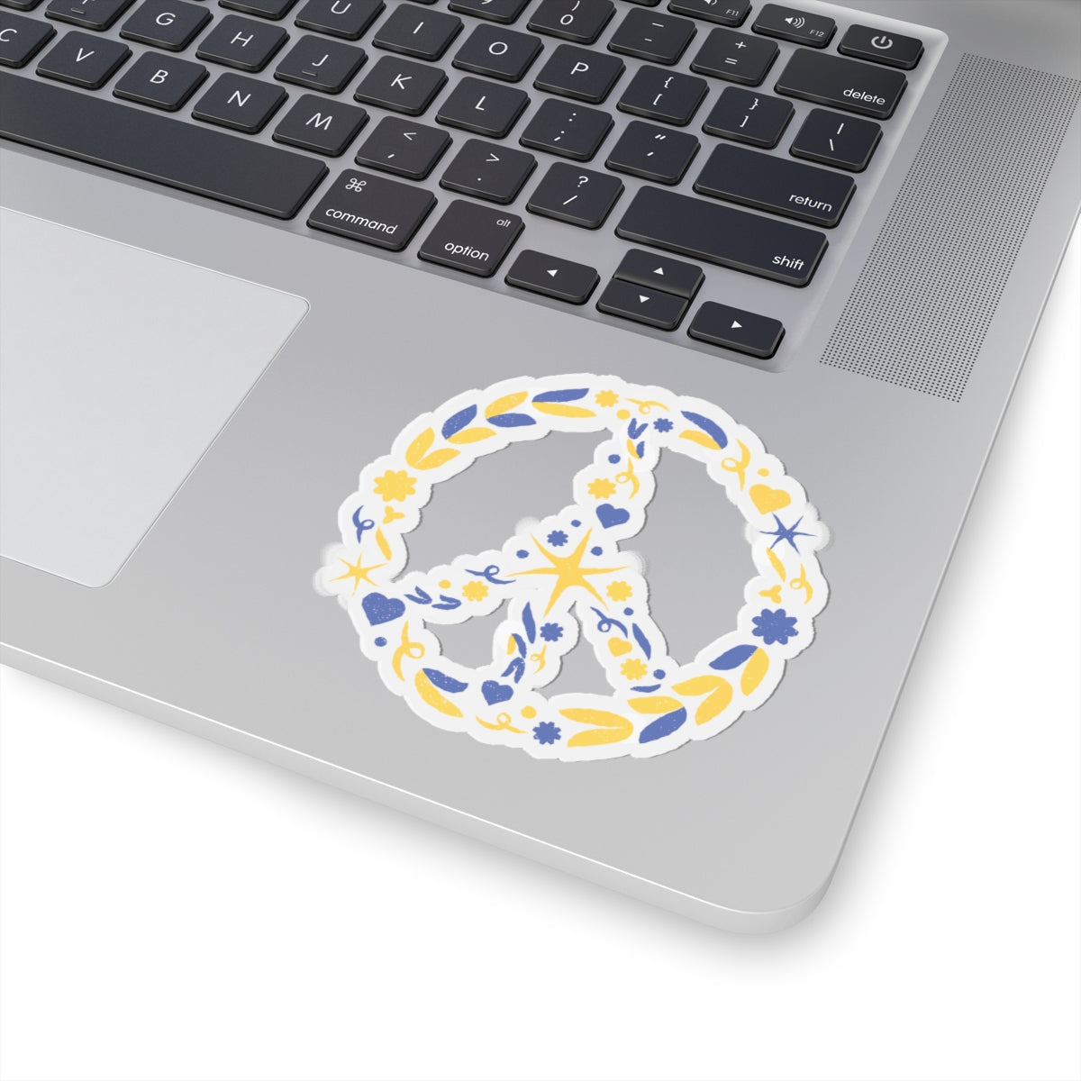 Peaceful Floral Kiss-Cut Stickers, Vinyl Stickers for Laptops, Journals, Water Bottles, Peace Symbol Decor, Flower Stickers