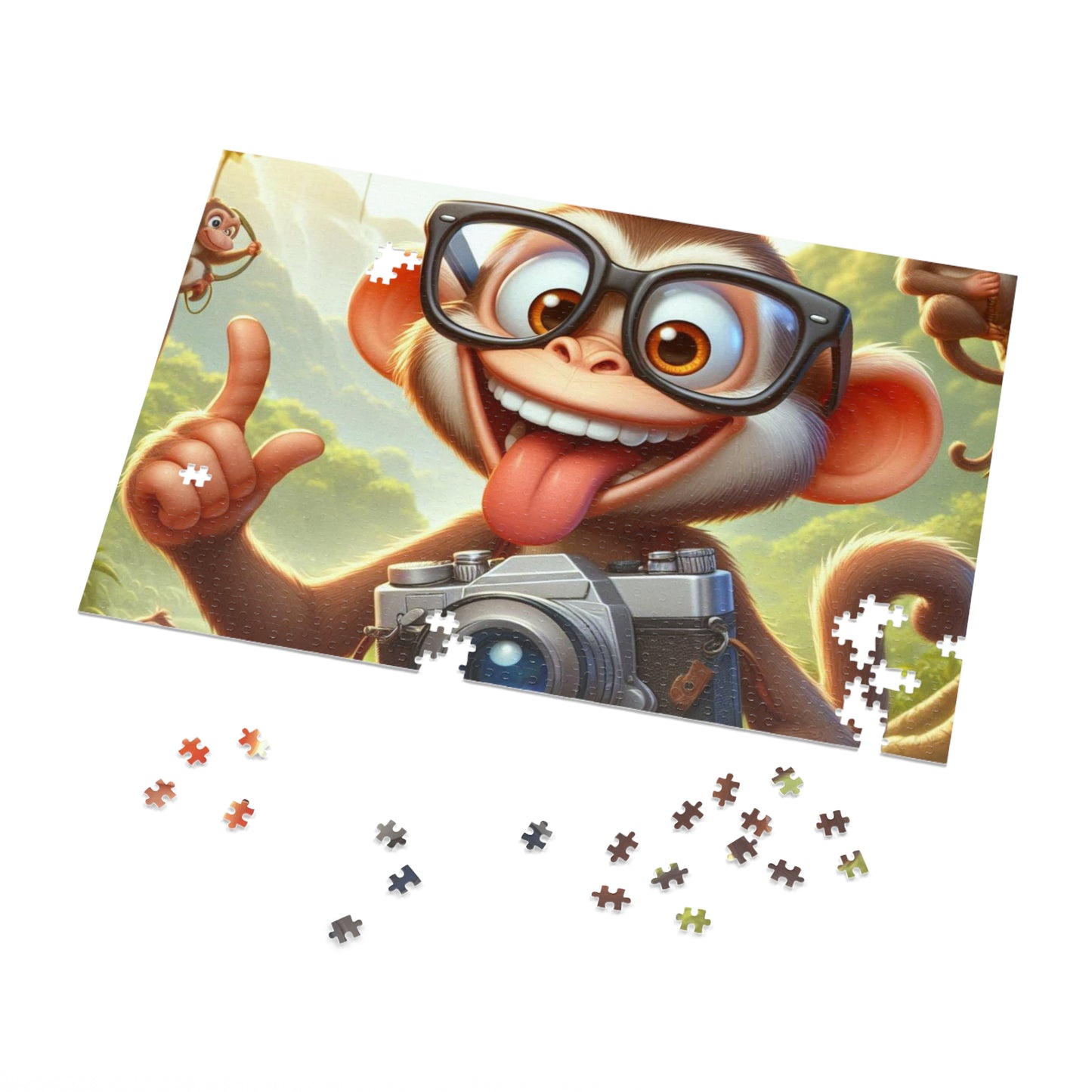 Fun Monkey Jigsaw Puzzle with Tin, Kids Puzzle, Family Game Night, Educational Activity, Gifts for Kids, Animal Themed Puzzle