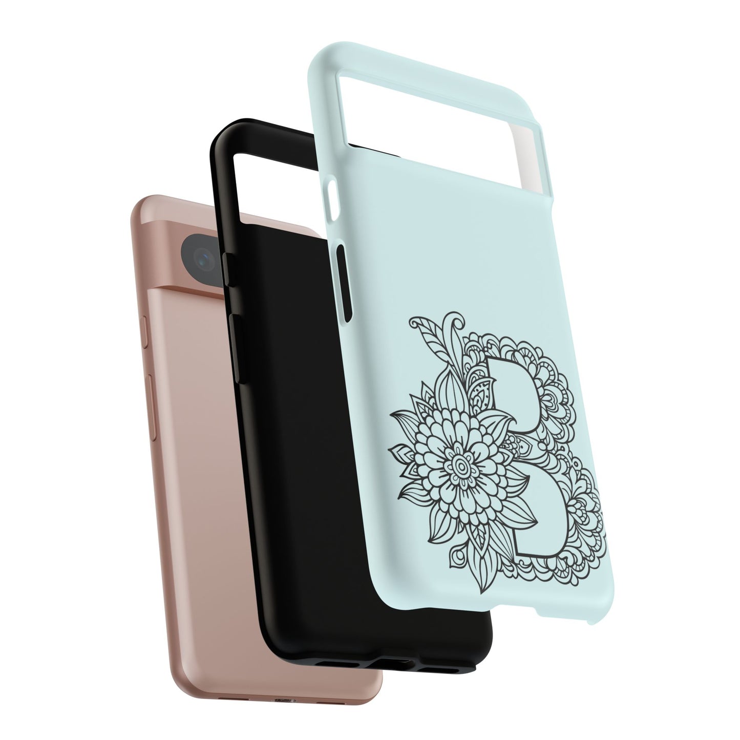 Personalized Tough Phone Case- Letter B, Floral Monogram Cell Phone Cover, Custom Protective Case, Unique Gift, Birthday, Graduation