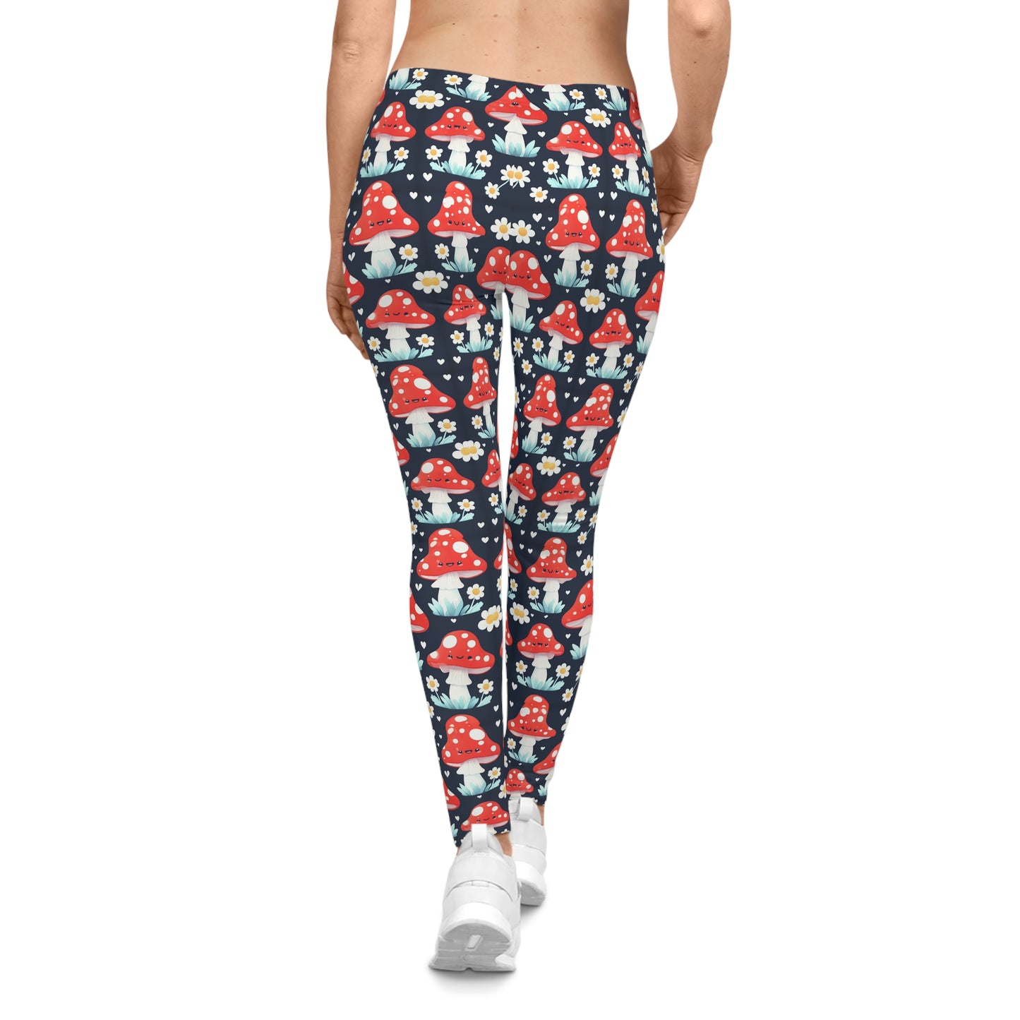 Whimsical Mushroom Print Casual Leggings for Women, Comfortable Yoga Pants, Trendy Loungewear