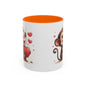 Cute Monkey Love Coffee Mug, Valentine's Gift, Animal Lover's Mug, Heartfelt Coffee Cup, Fun Kitchen Decor