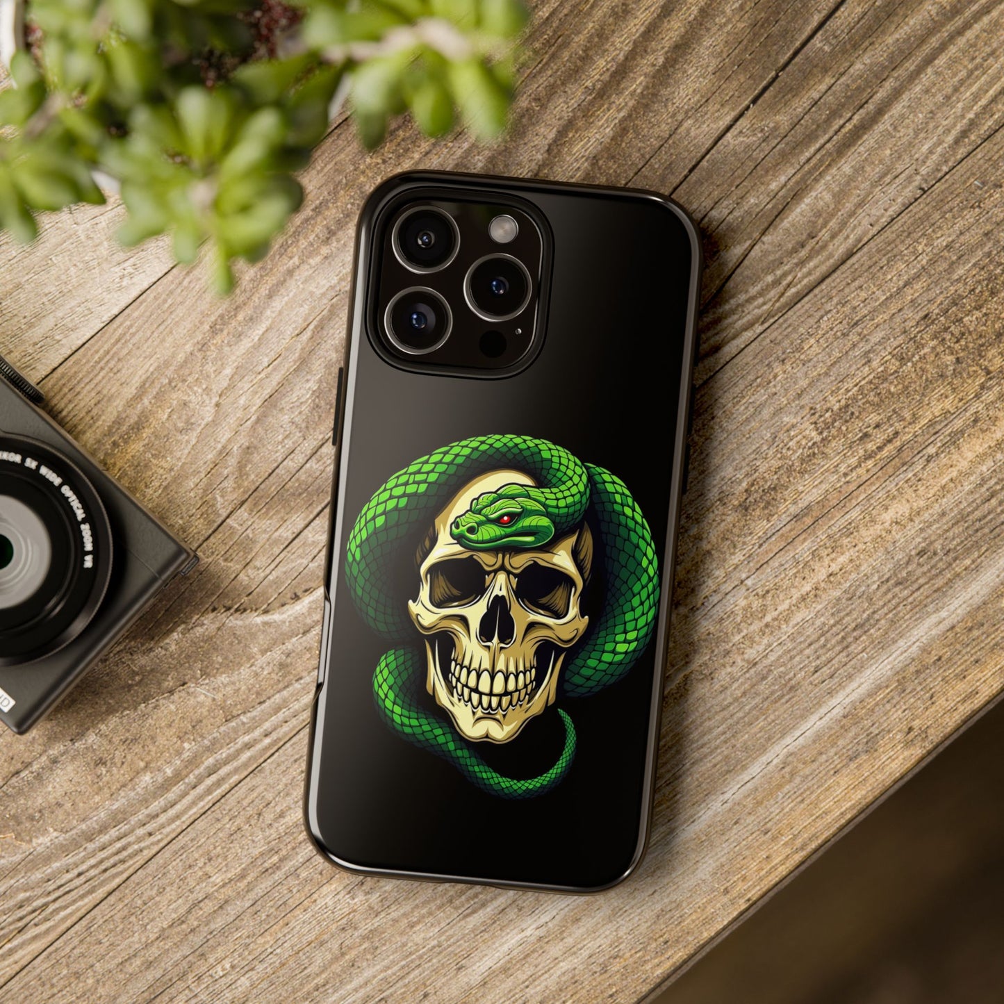 Skull & Snake Phone Case | Tough Cases, Protective Cover, Edgy Phone Accessories, Gothic Gift, Halloween Decor