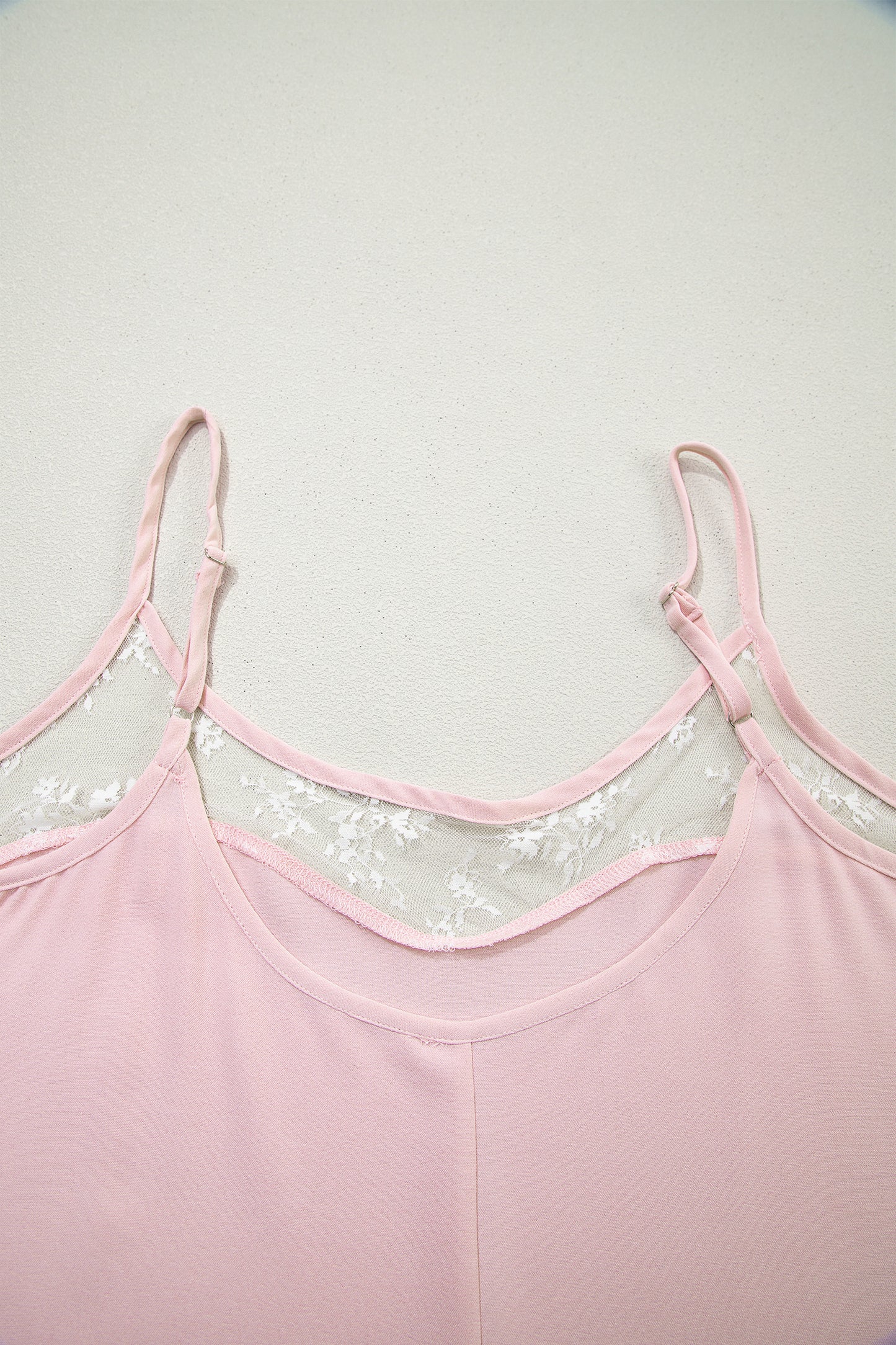 Light Pink Sheer Lace Camisole Nightgown Dress
