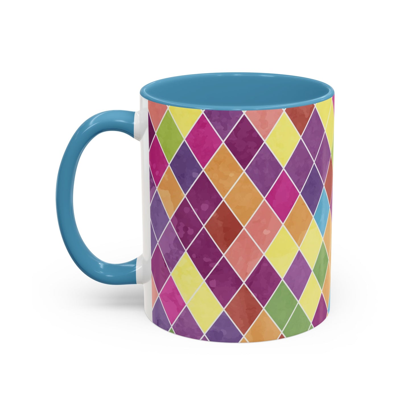 Colorful Diamond Pattern Coffee Mug, Coffee Lover Gift, Bright Kitchen Decor, Artistic Mug, Vibrant Drinkware