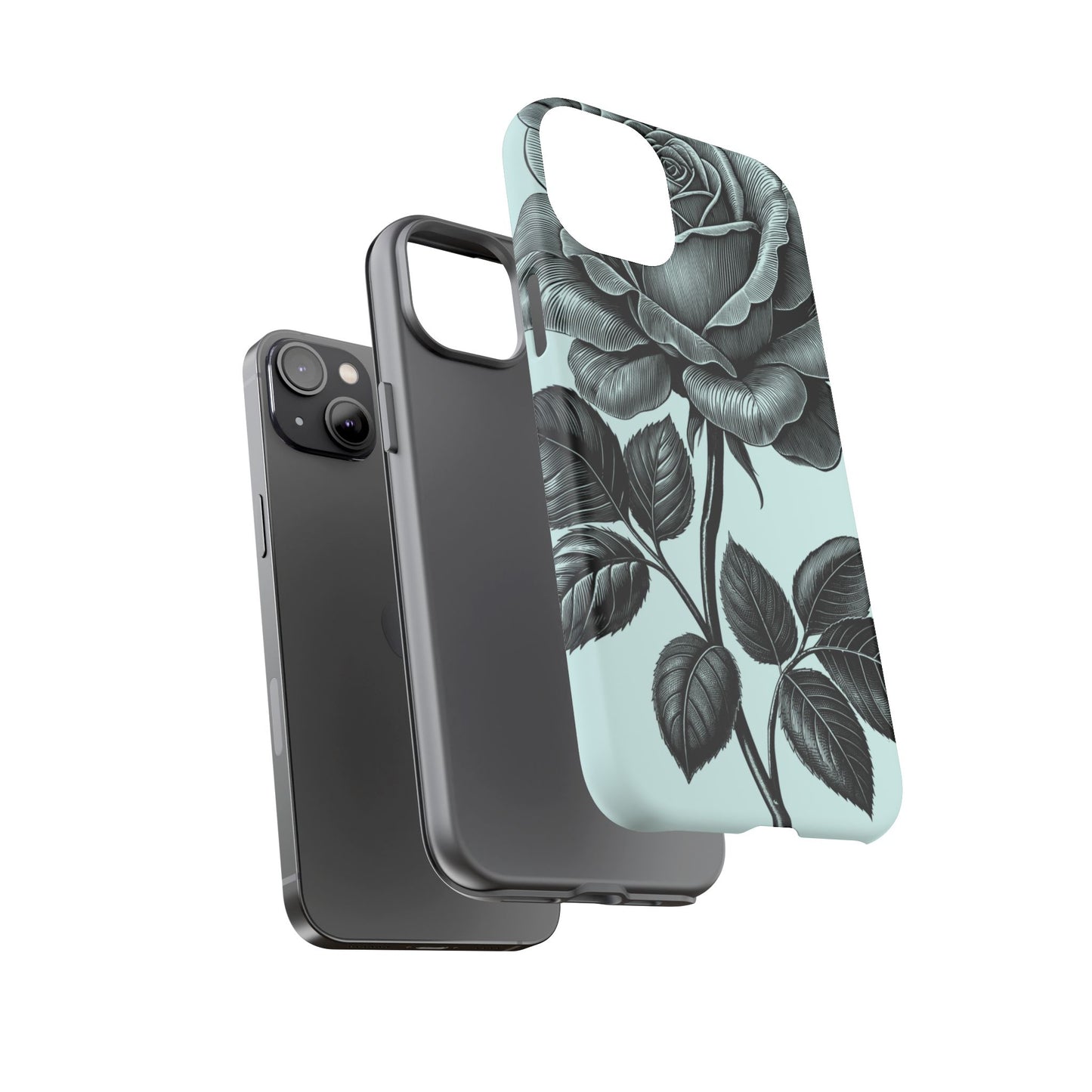 Elegant Floral Phone Case, Tough Cases for iPhones, Black Rose Design, Gift for Her, Stylish Phone Cover, Birthday Gifts