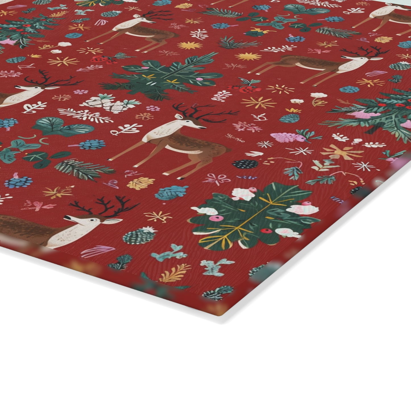 Christmas Reindeer Glass Cutting Board — Festive Holiday Kitchen Decor