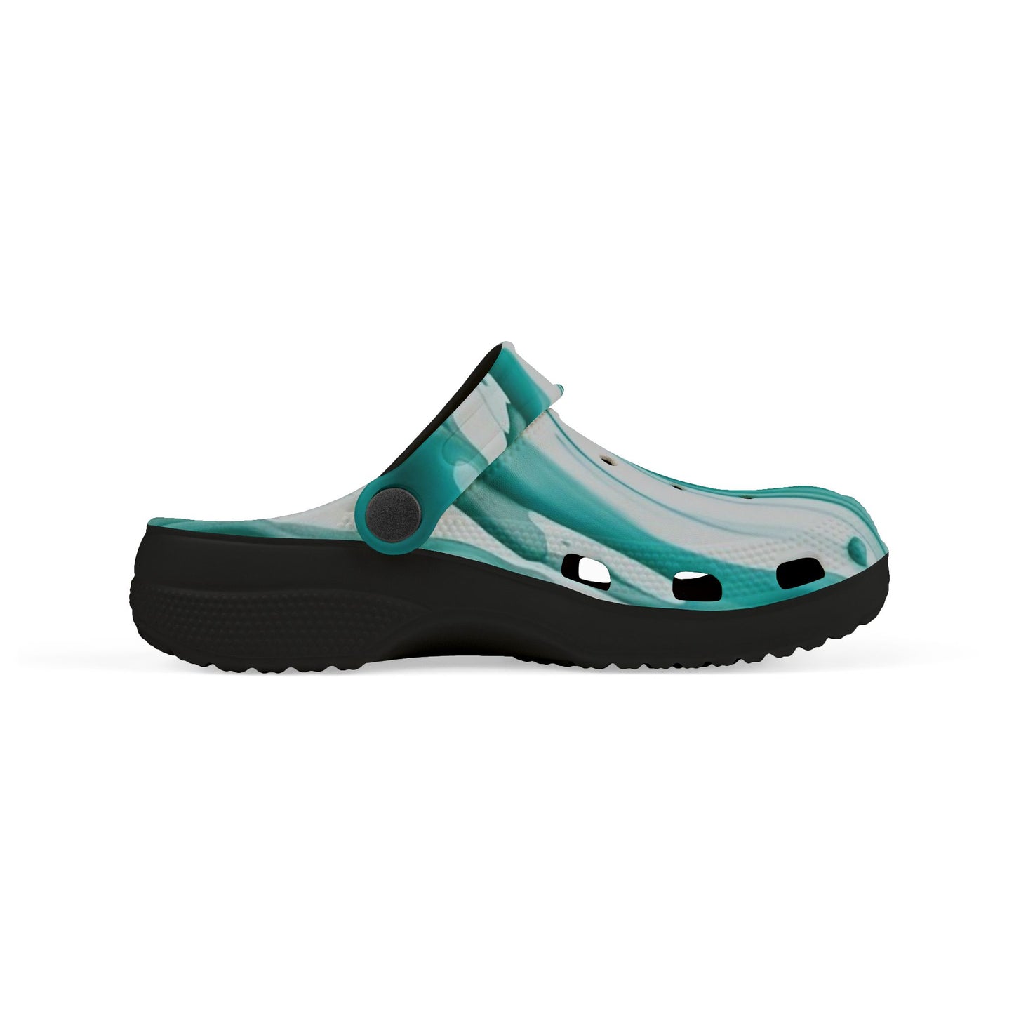 Kids Marble Aqua Foam Clogs — Watercolor Teal Slip-On Sandals