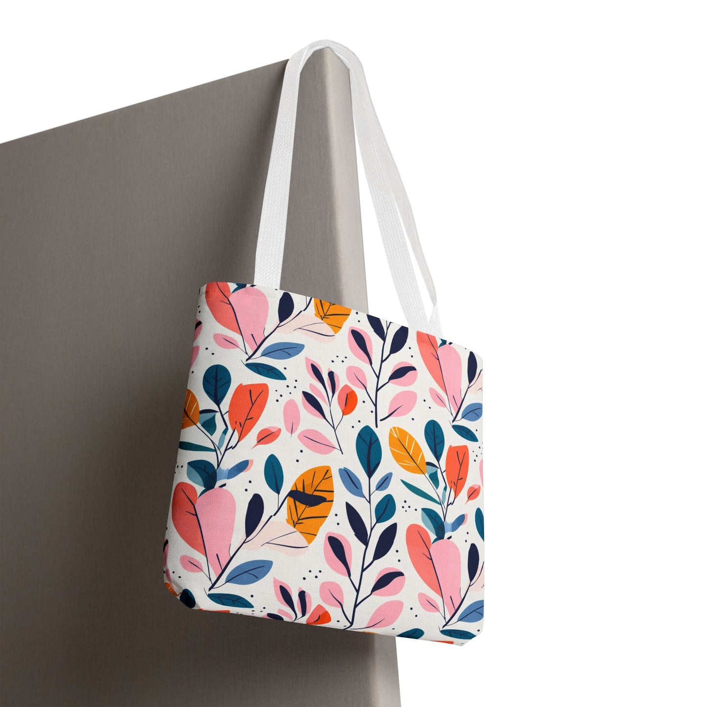 Floral Leaves Tote Bag — Colorful Botanical All-Over Print Bag