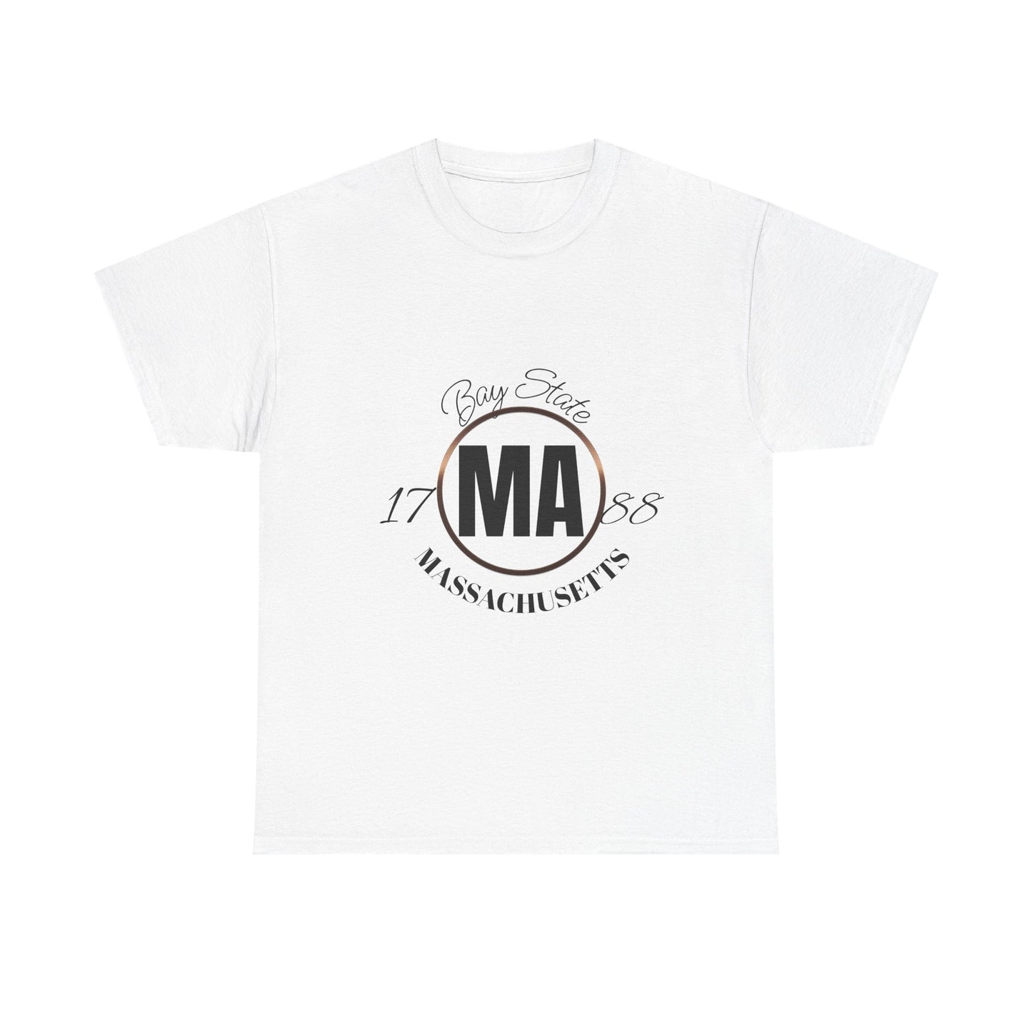 Unisex Heavy Cotton Tee with Massachusetts Design, Casual Wear, Gift for Him/Her, Travel Souvenir, Vintage Style