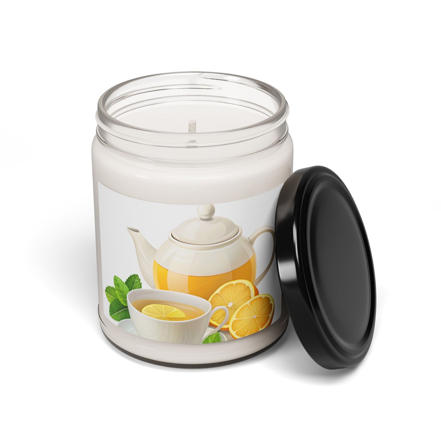 Lemon Tea Soy Candle — 9oz Scented Jar (Fresh Citrus & Herbal Notes)