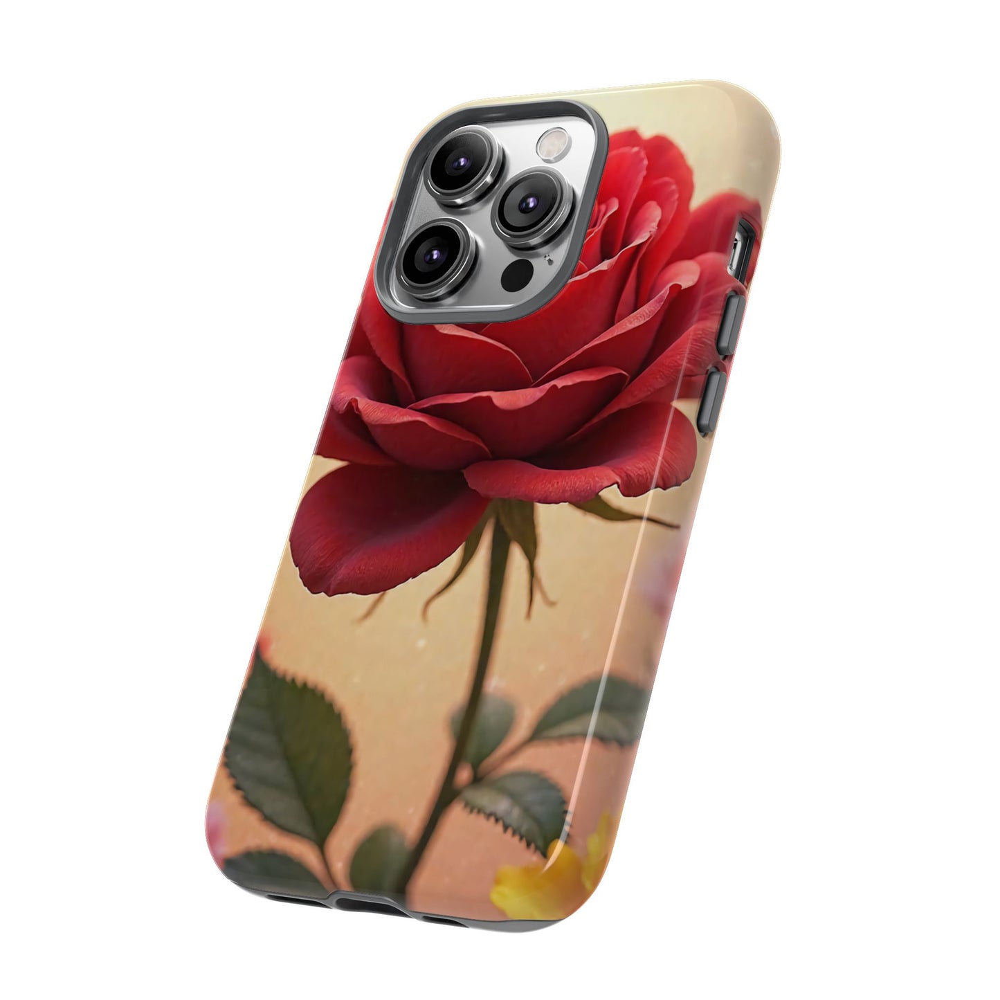 Floral Phone Case with Red Rose Design, Tough Phone Cover, Flower Print, Gift for Her, Stylish Accessory, Floral Aesthetic