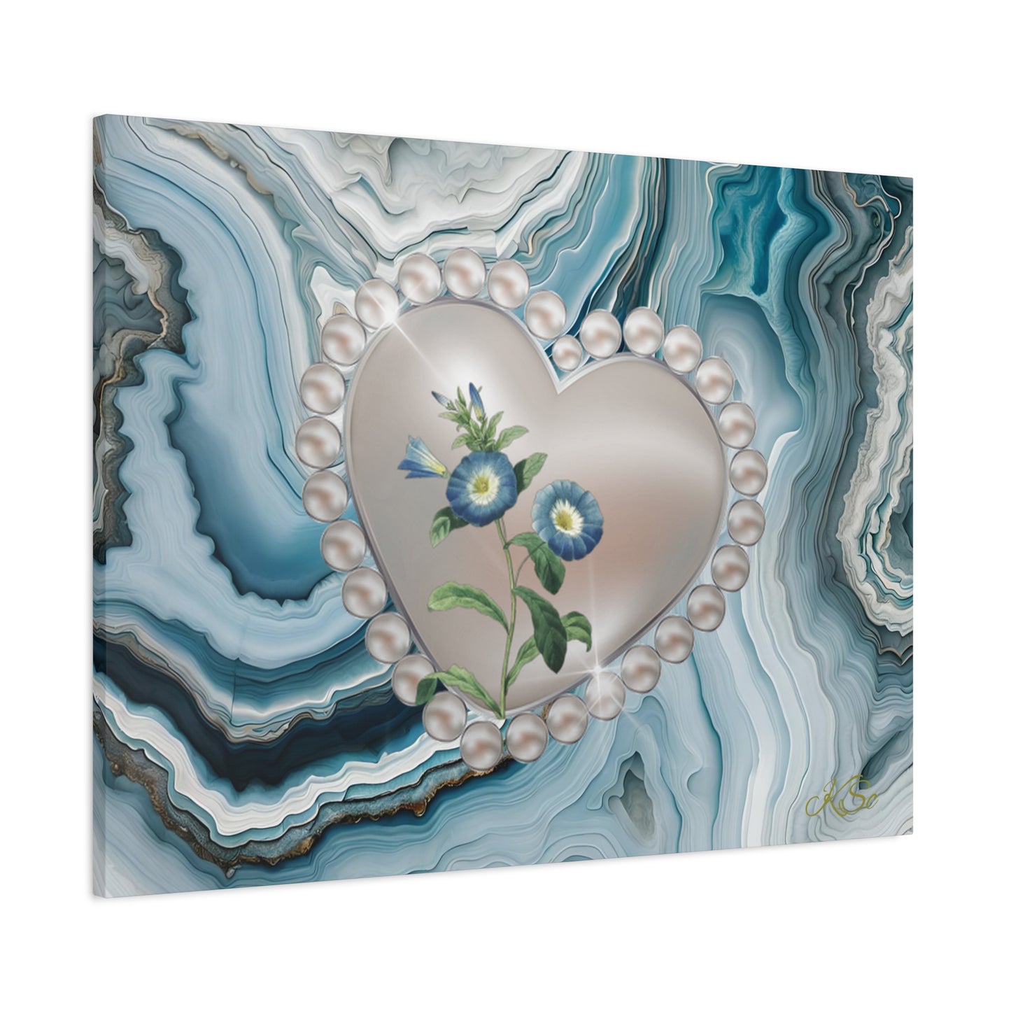 Elegant Floral Heart Canvas Wall Art, Modern Home Decor, Gift for Her