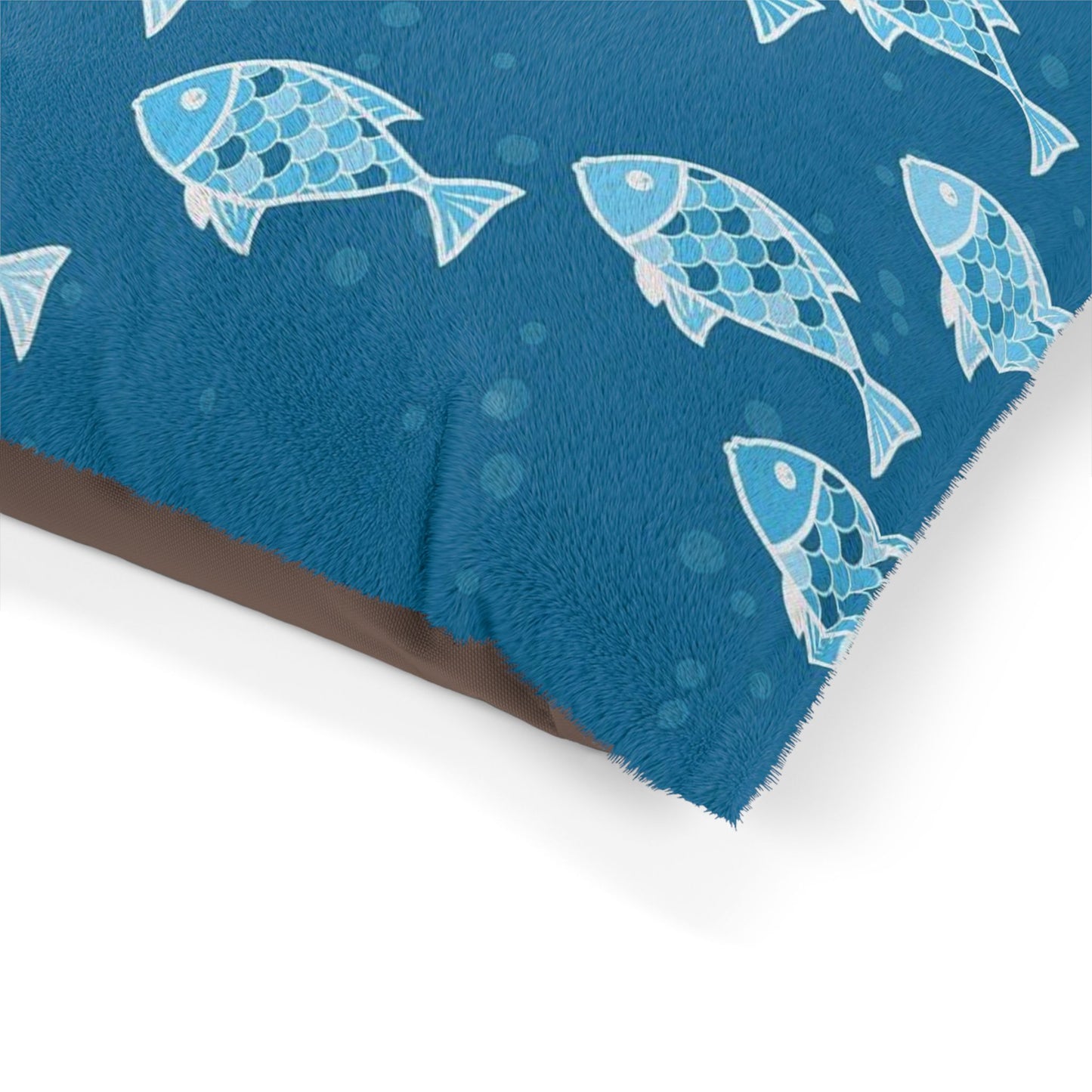 Blue Fish Pet Bed, Cozy Dog Bed, Cat Bed, Nautical Pet Accessories, Ocean Theme Pet Cushion, Perfect Gift for Pet Lovers