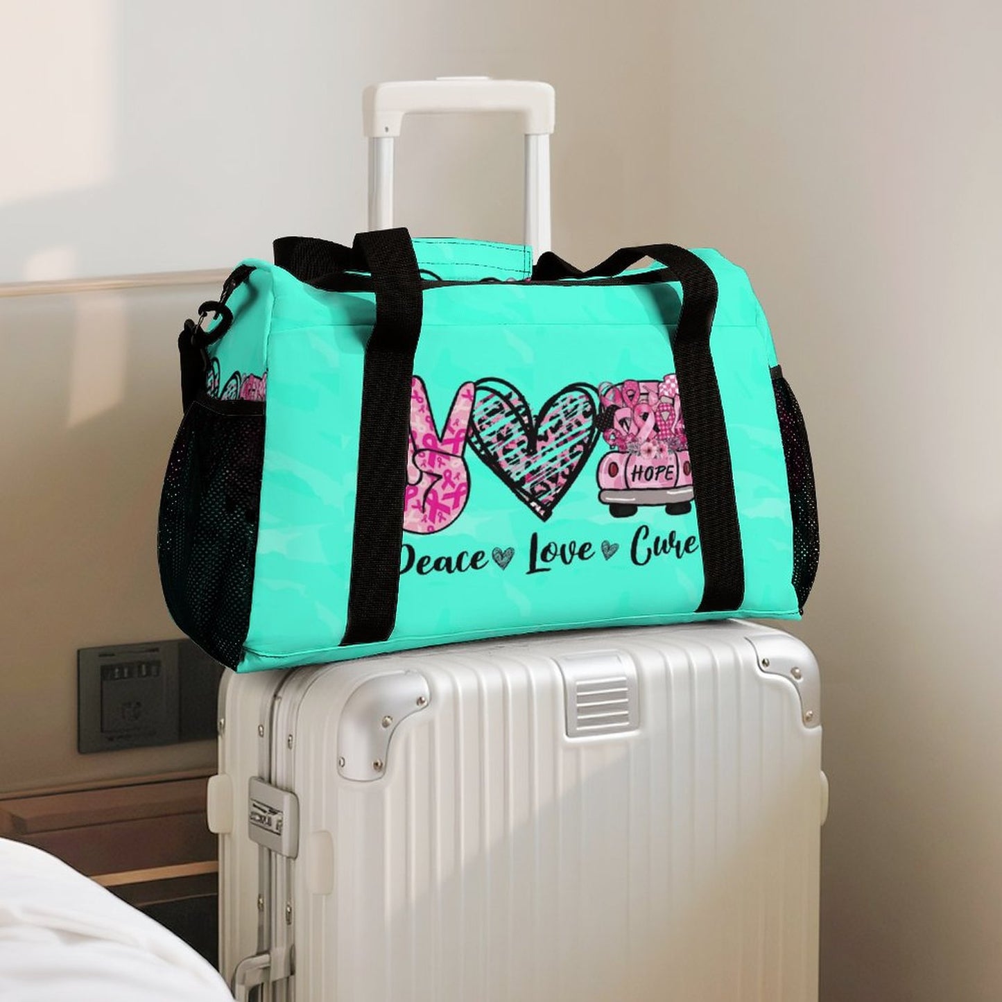 Travel Duffel Bag Peace Love Cure
