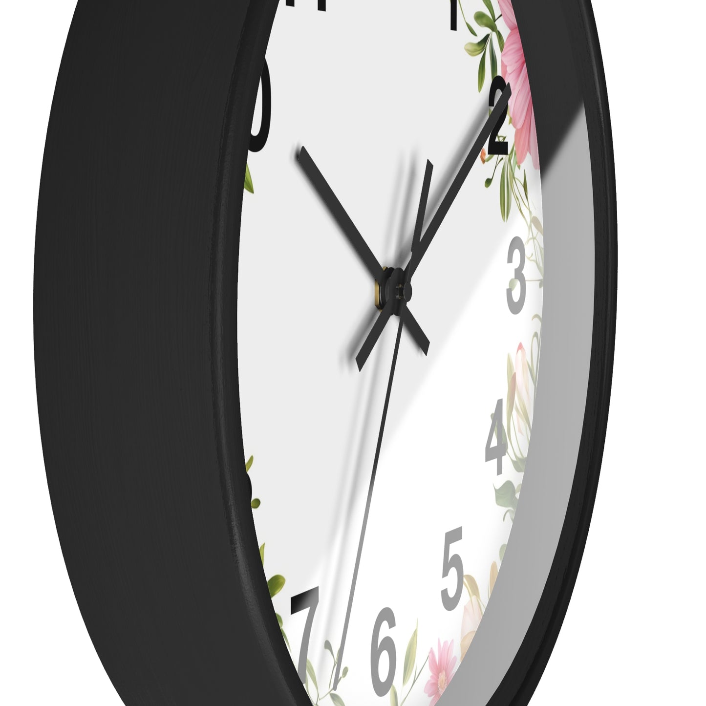 Floral Wreath Wall Clock — Pink Garden Decorative Timepiece