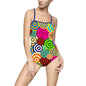 Colorful Geometric Women's One-Piece Swimsuit, Summer Beachwear, Pool Party Attire, Vacation Outfit, Swim Fashion