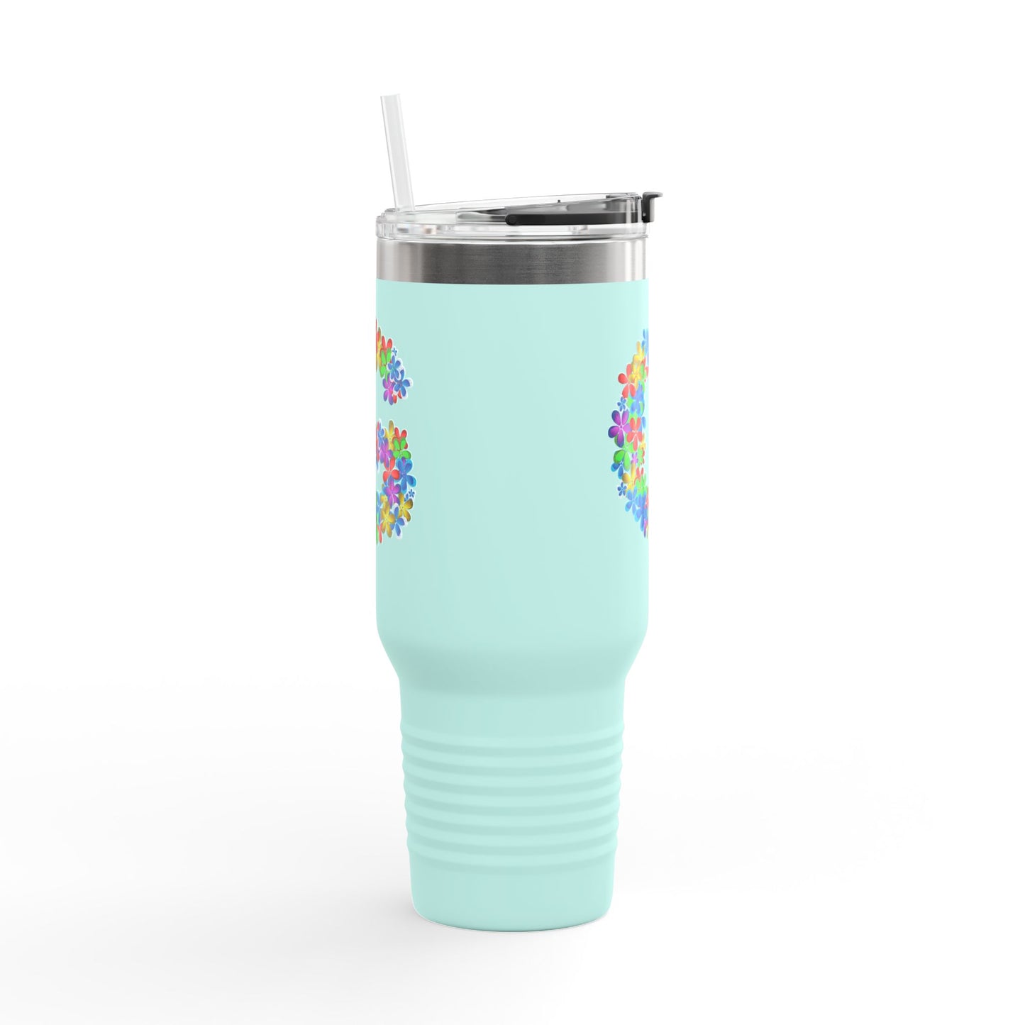 Vibrant Floral Insulated Travel Mug, Perfect for On-the-Go- Letter G