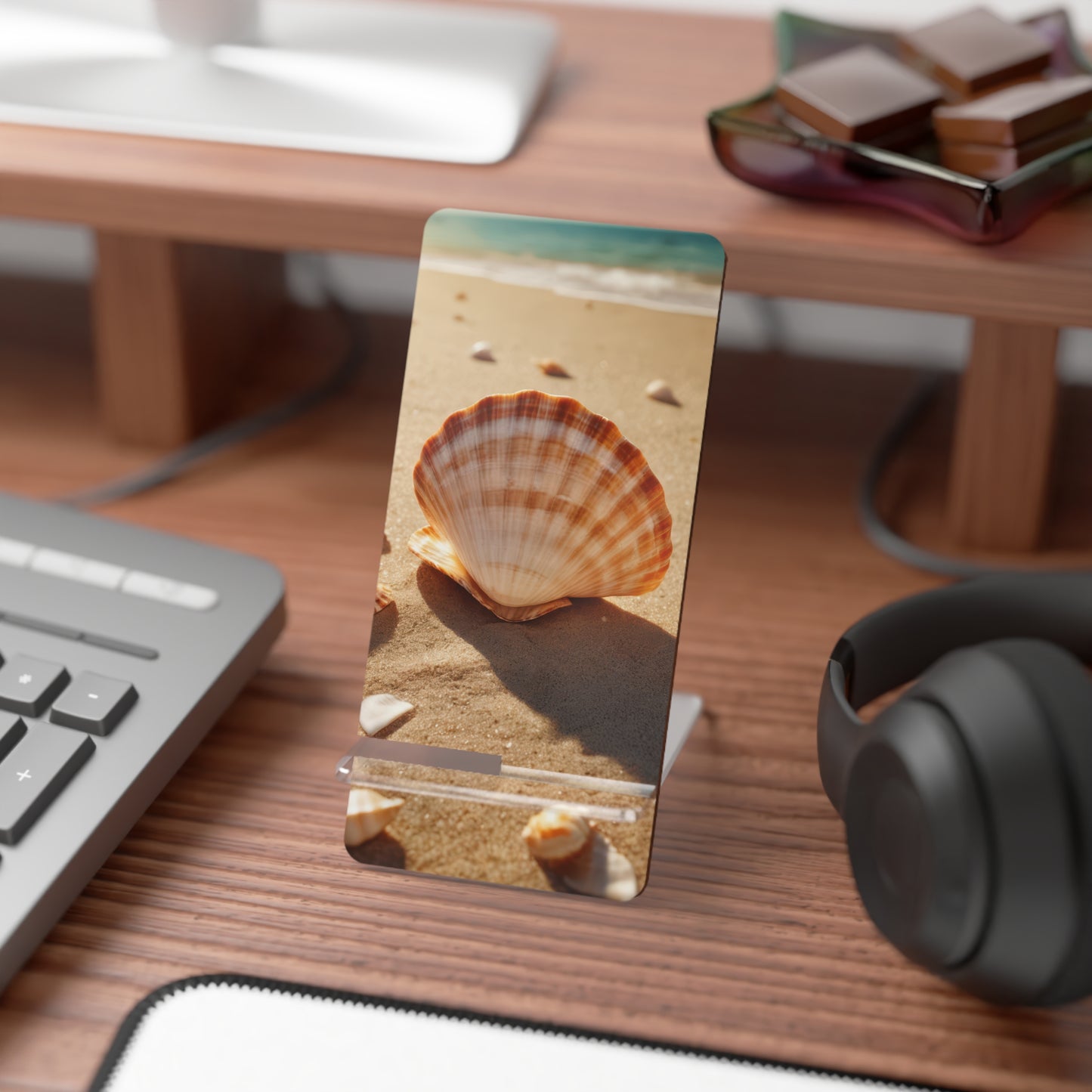 Seashell Beach Phone Stand — Foldable Smartphone Display Stand