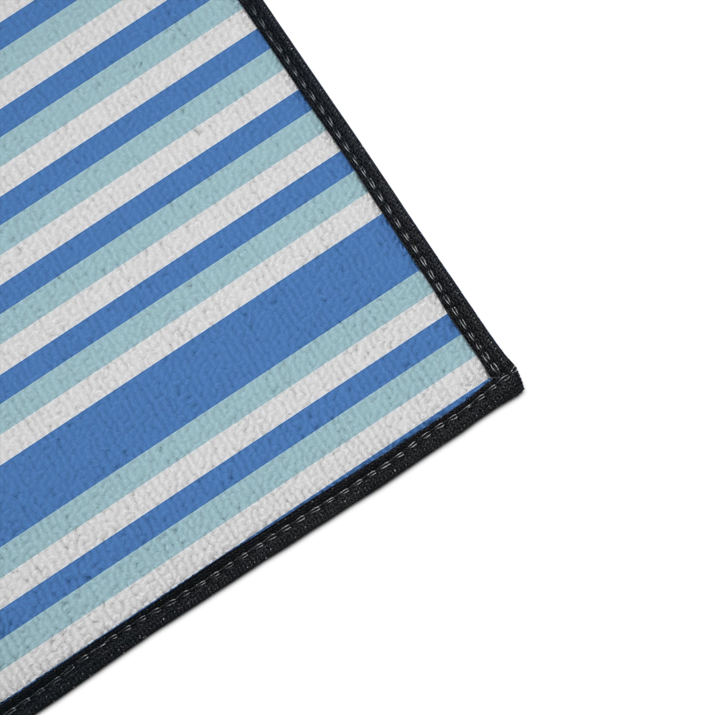 Striped Blue Heavy-Duty Floor Mat — Durable Non-Slip Entry Rug