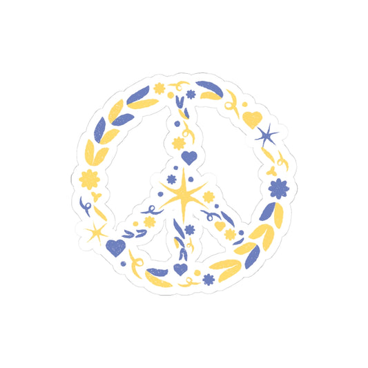 Peaceful Floral Kiss-Cut Stickers, Vinyl Stickers for Laptops, Journals, Water Bottles, Peace Symbol Decor, Flower Stickers