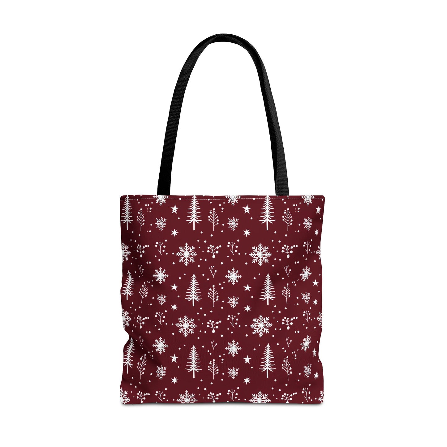 Christmas Snowflake Tote Bag – Burgundy Holiday Patterned Carryall