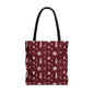 Christmas Snowflake Tote Bag – Burgundy Holiday Patterned Carryall