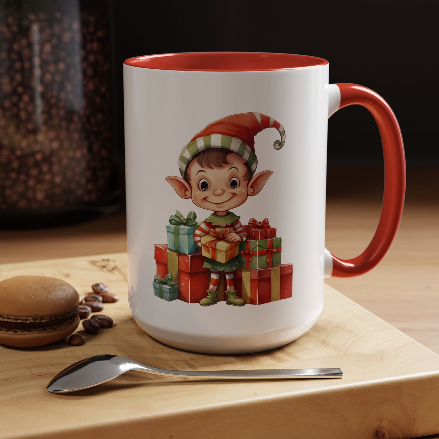 Holiday Elf Coffee Mug - Festive Gift Mug, Christmas Decor, Cute Elf Mug, Coffee Lover Gift, Winter Holiday Drinkware
