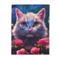 Cozy Cat-Themed Fleece Blanket, Cute Cat Gift, Floral Throw Blanket, Pet Lover Decor, Cat Lover Gift, Home Comforts