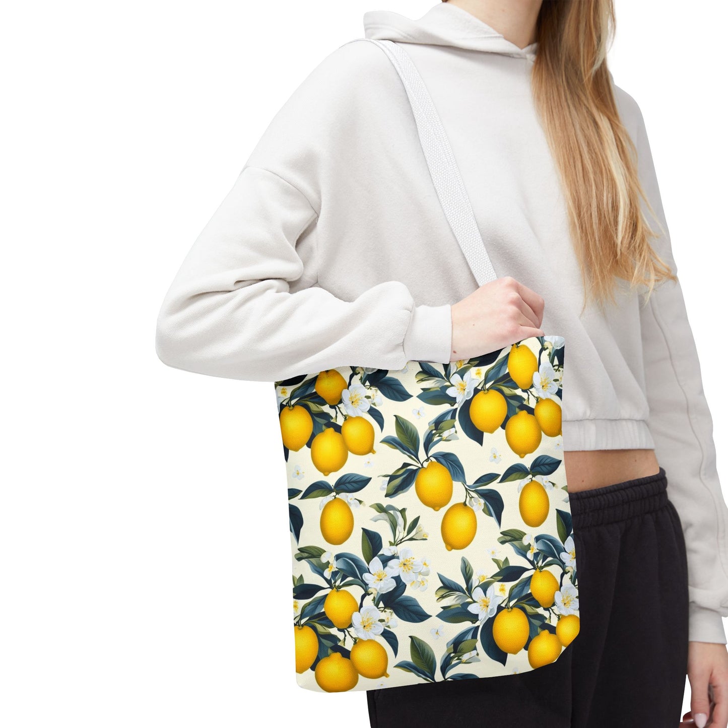 Lemon Blossom All-Over Print Tote Bag — Citrus Floral Market Bag
