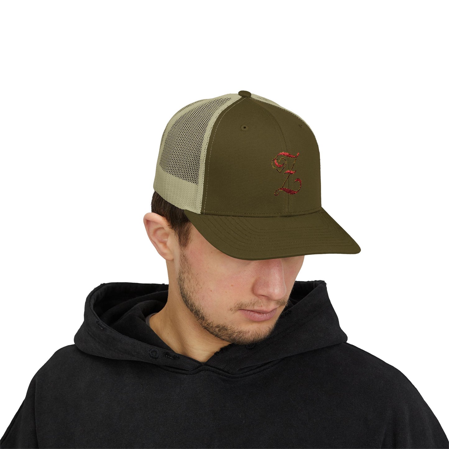 Embroidered 'Z' Snapback Trucker Cap — Vintage Monogram Initial Hat
