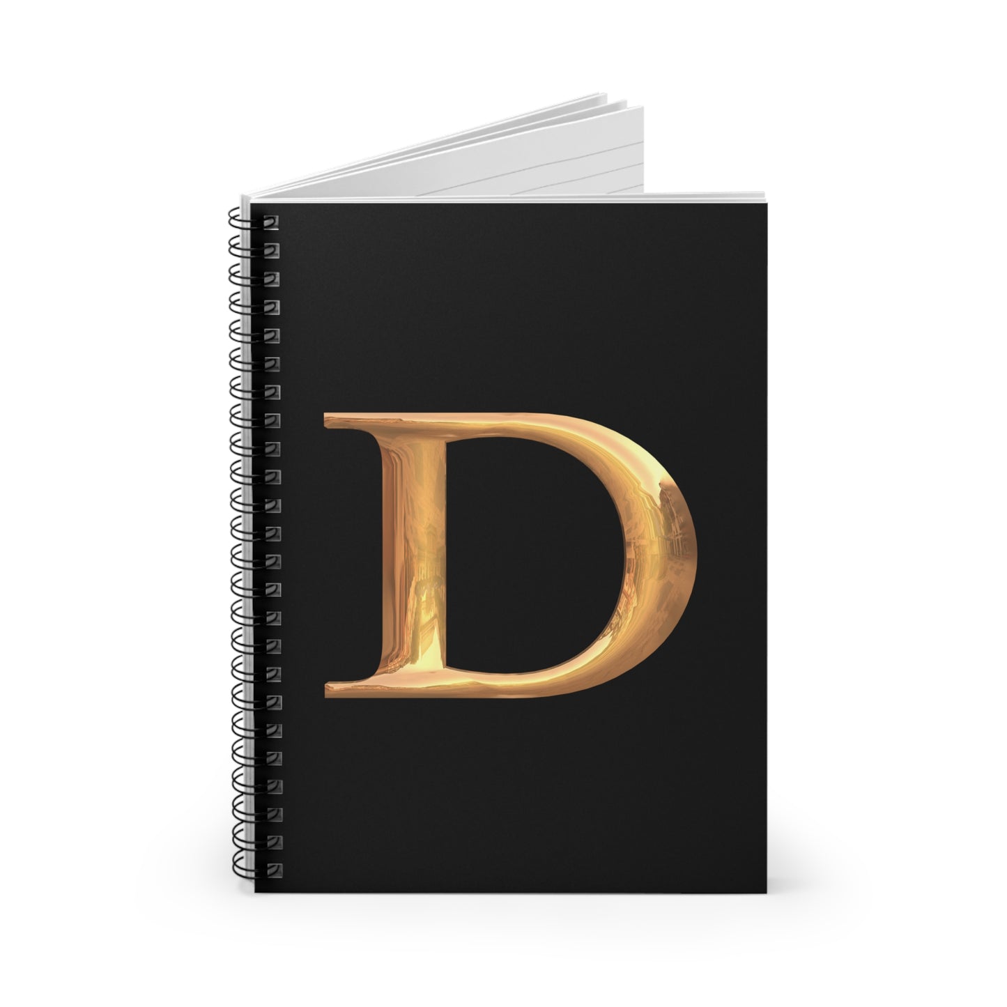 Gold Letter D Spiral Notebook, Personalized Journal, Stylish Stationery, School Supplies, Gift for Writers, Elegant Design