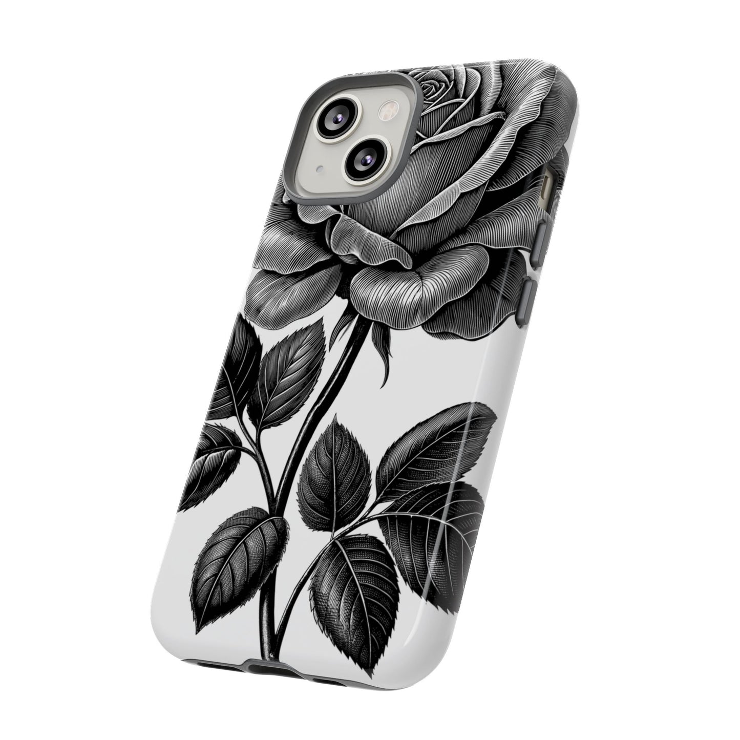 Elegant Floral Phone Case - Tough Cases, Black Rose Design, Floral Phone Cover, Stylish Phone Accessory, Gift for Her, Mother's Day