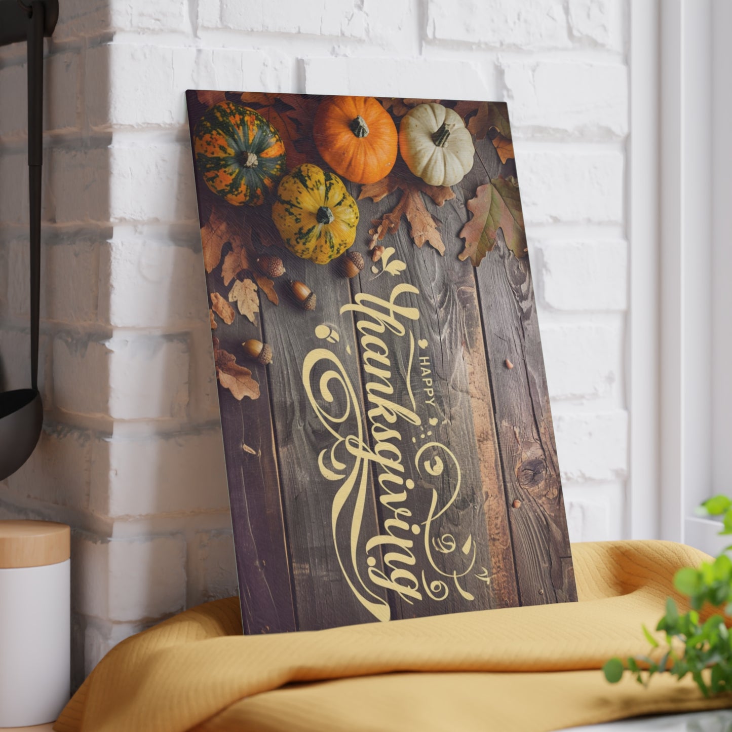 Thanksgiving Glass Cutting Board - Festive Kitchen Decor